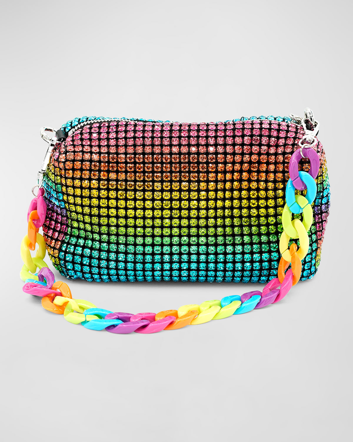 Bari Lynn Girl's Rainbow Crystal Bag W/ Acrylic Chain Strap
