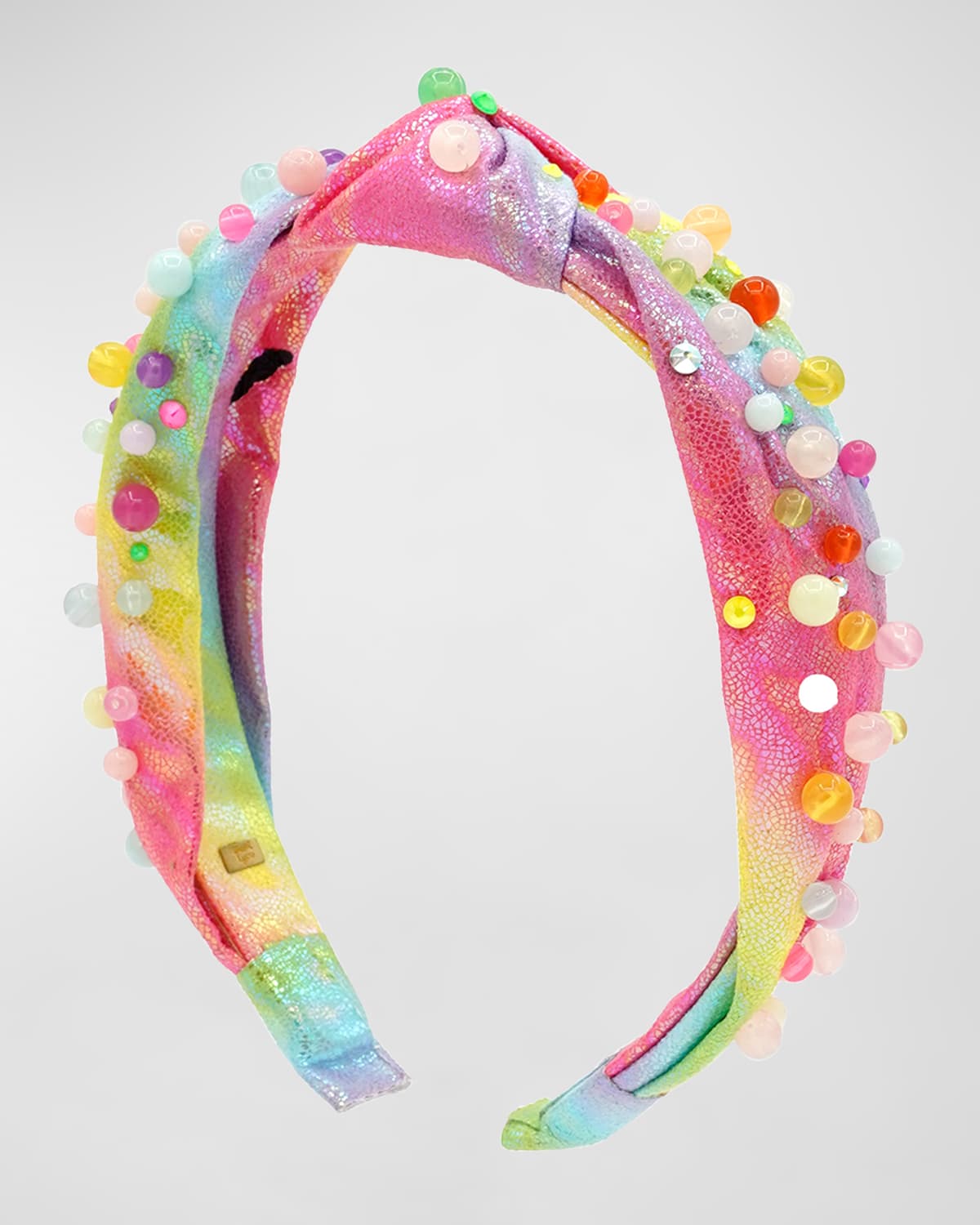 Bari Lynn Girl's Tie Dye Knot Headband W/ Multi Color Pearls