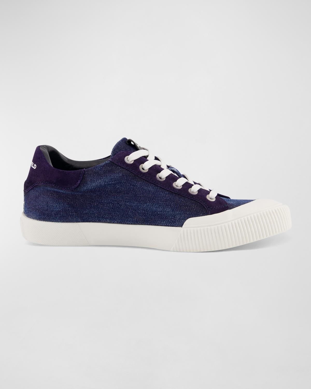 Karl Lagerfeld Paris Men's Denim Side Logo Low-Top Sneakers