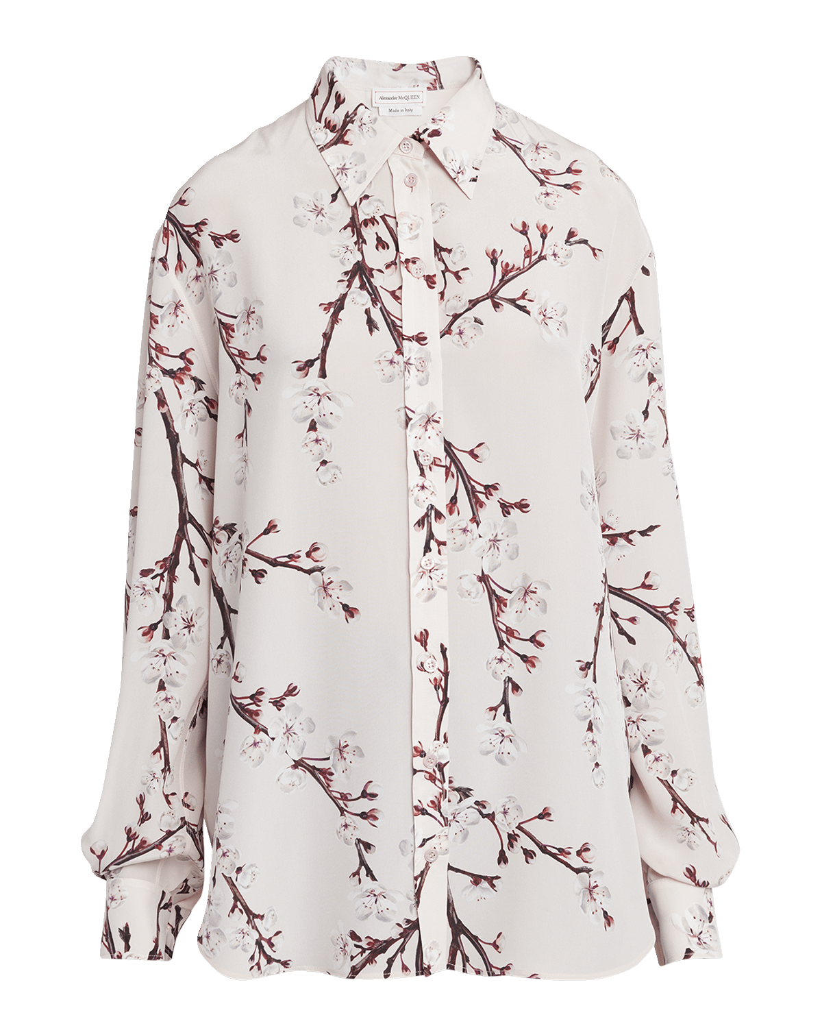 Alexander McQueen Cherry Blossom Print Button-Front Blouse