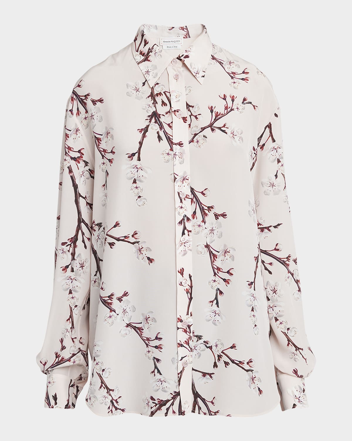 Alexander McQueen Cherry Blossom Print Button-Front Blouse