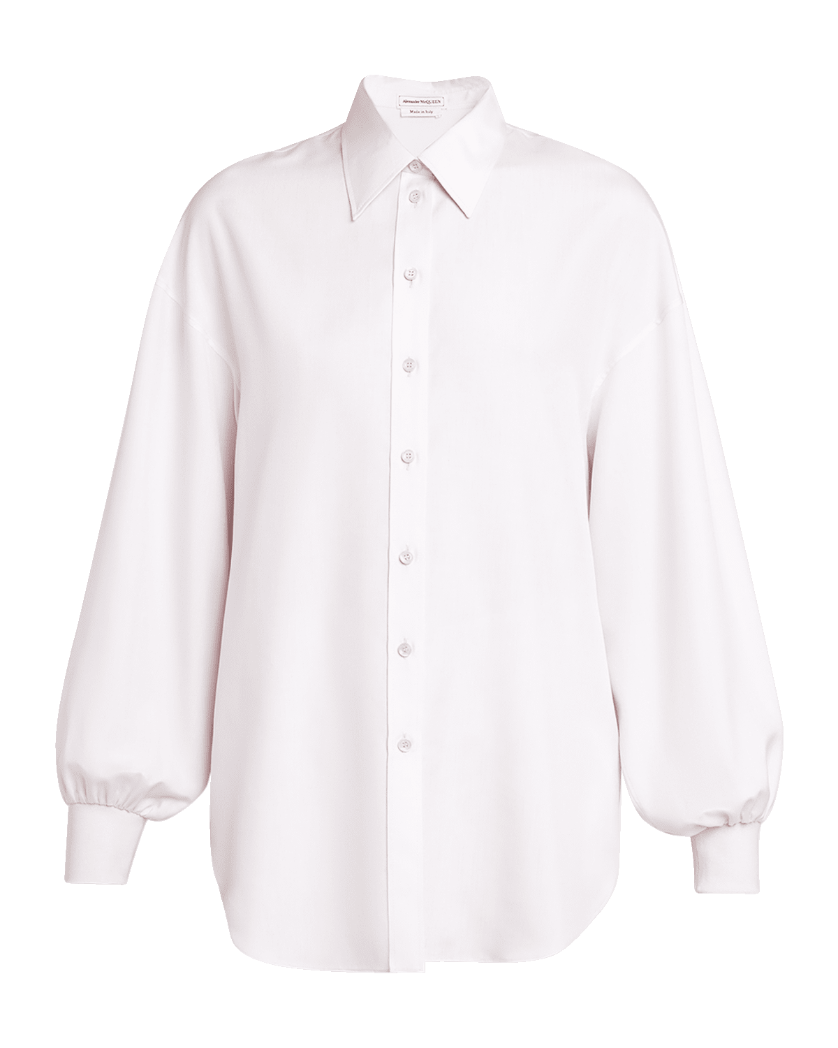 Alexander McQueen Button-Front Collared Blouse with Cocoon Sleeves