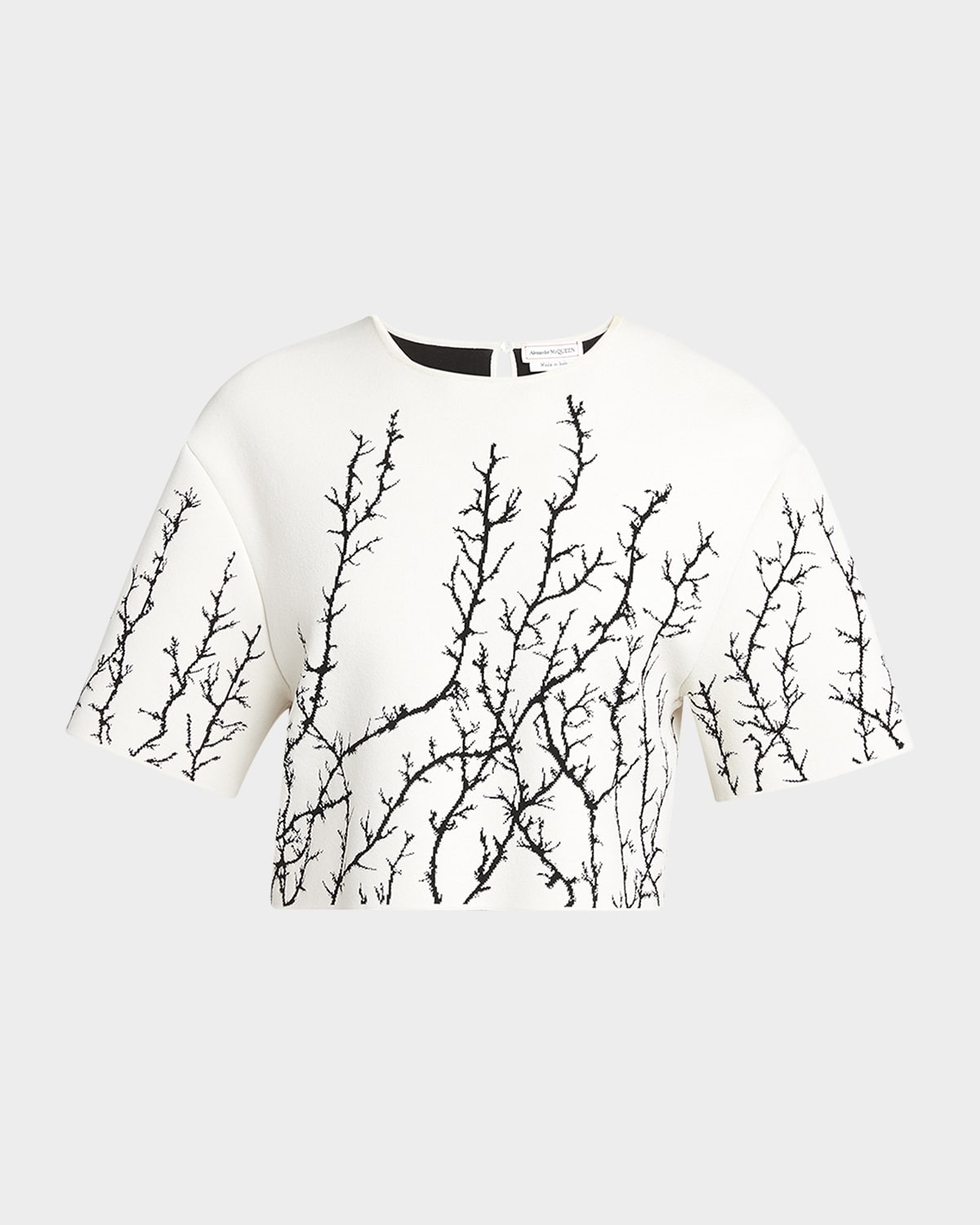 Alexander McQueen Thorn Jacquard Short-Sleeve Crop Top
