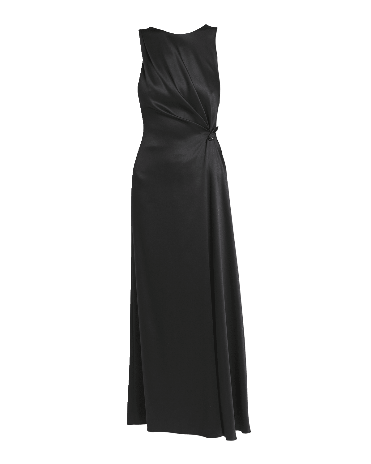 Giorgio Armani Satin Gown with Gathered Beaded Hip Detail