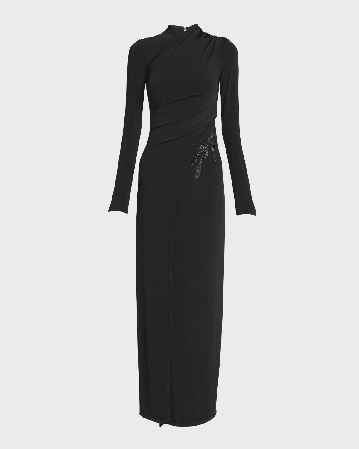 Giorgio Armani Jersey Column Gown with Beaded Floral Hip Detail