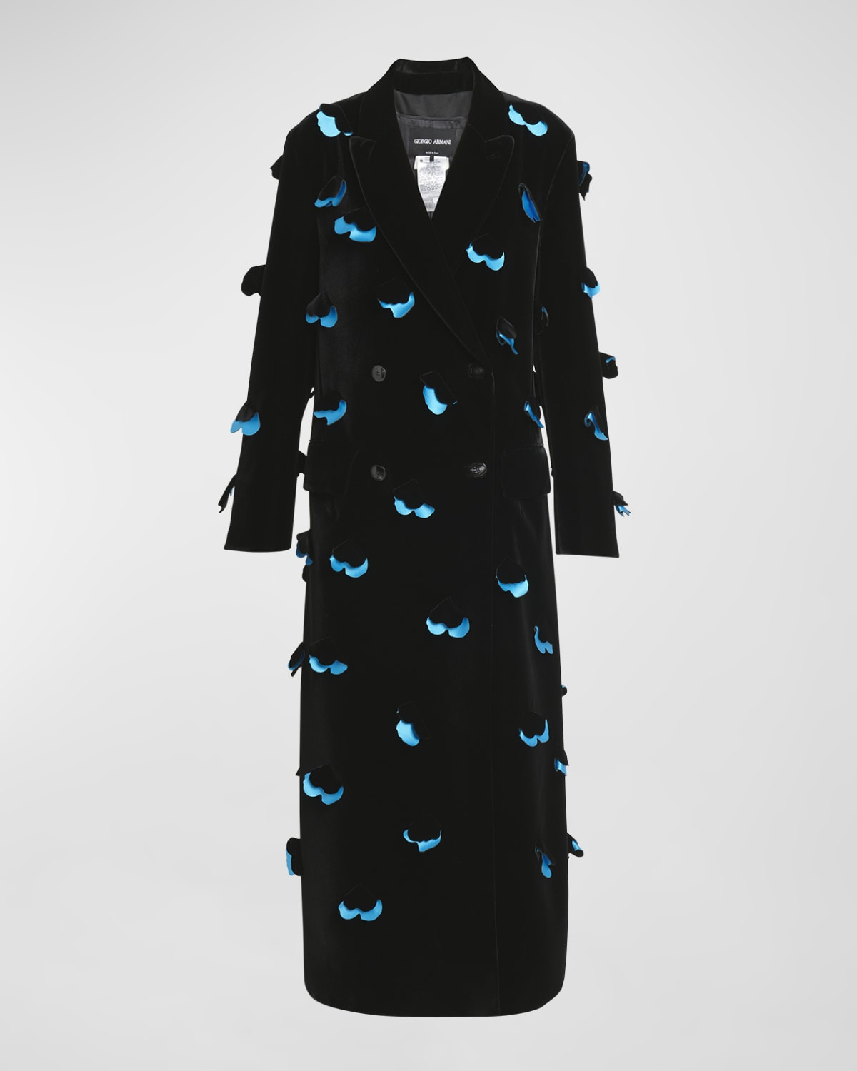 Giorgio Armani Petal-Embroidered Velvet Double-Breasted Maxi Coat
