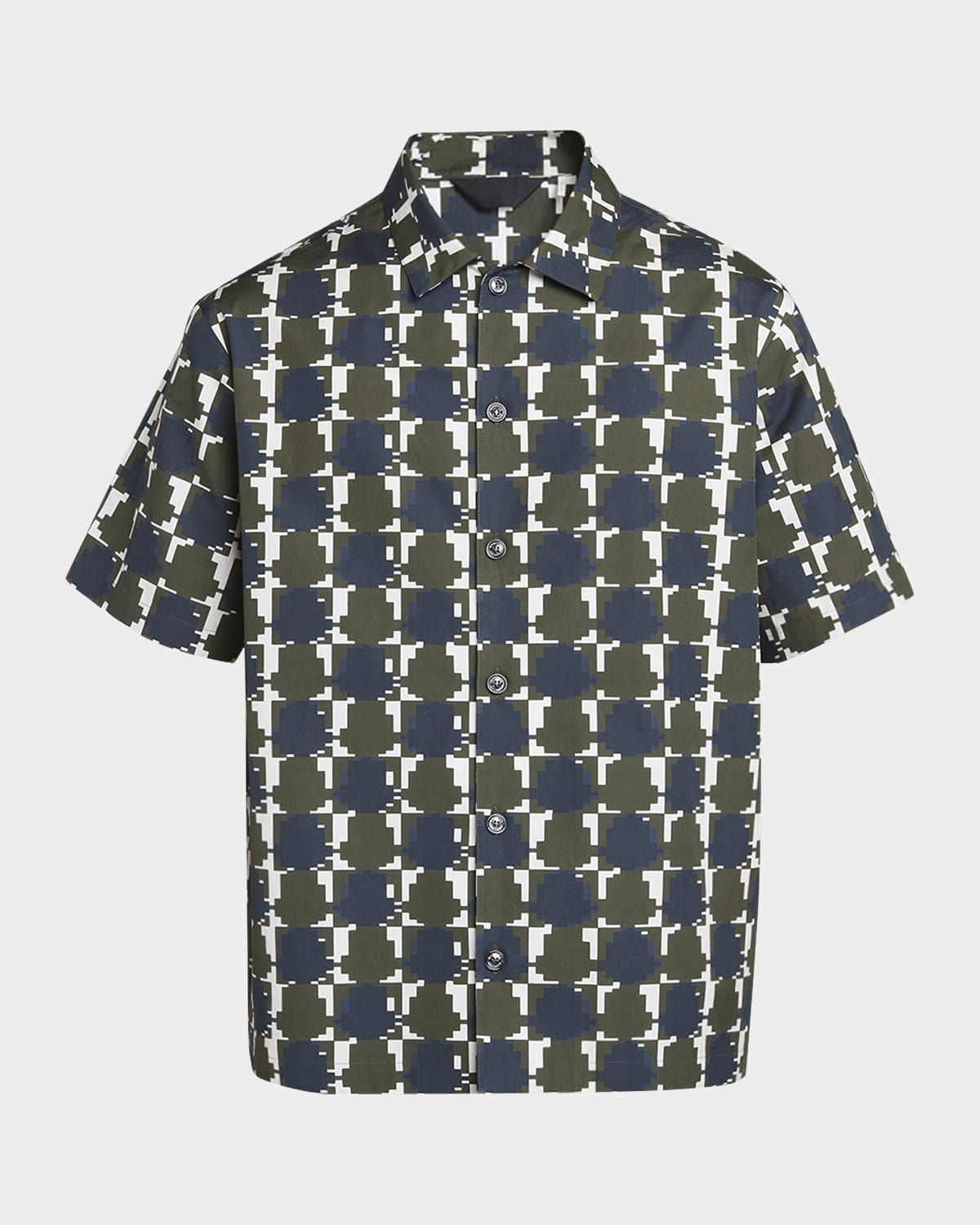 Moncler Men's Printed Monogram Poplin Shirt