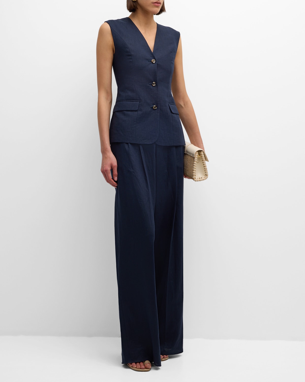 ADEAM Lucia Linen Vest Top