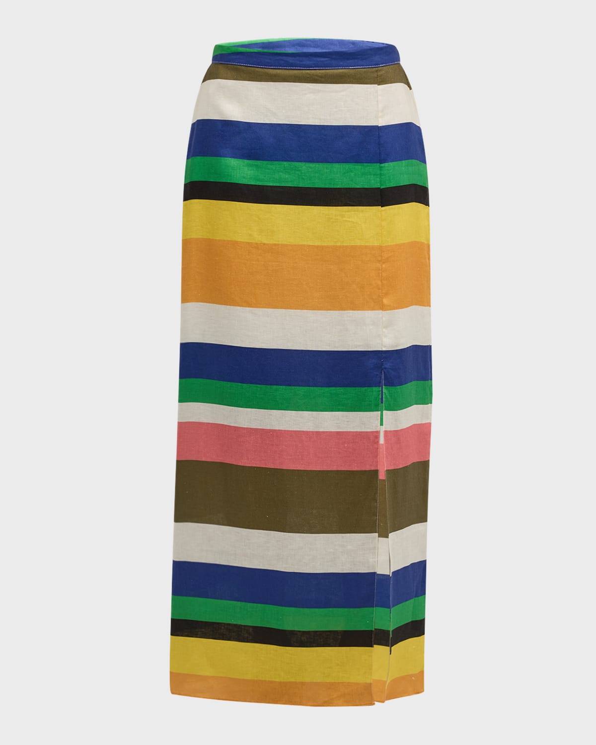 Cala de la Cruz Nicola Multicolor Stripe Linen Maxi Skirt