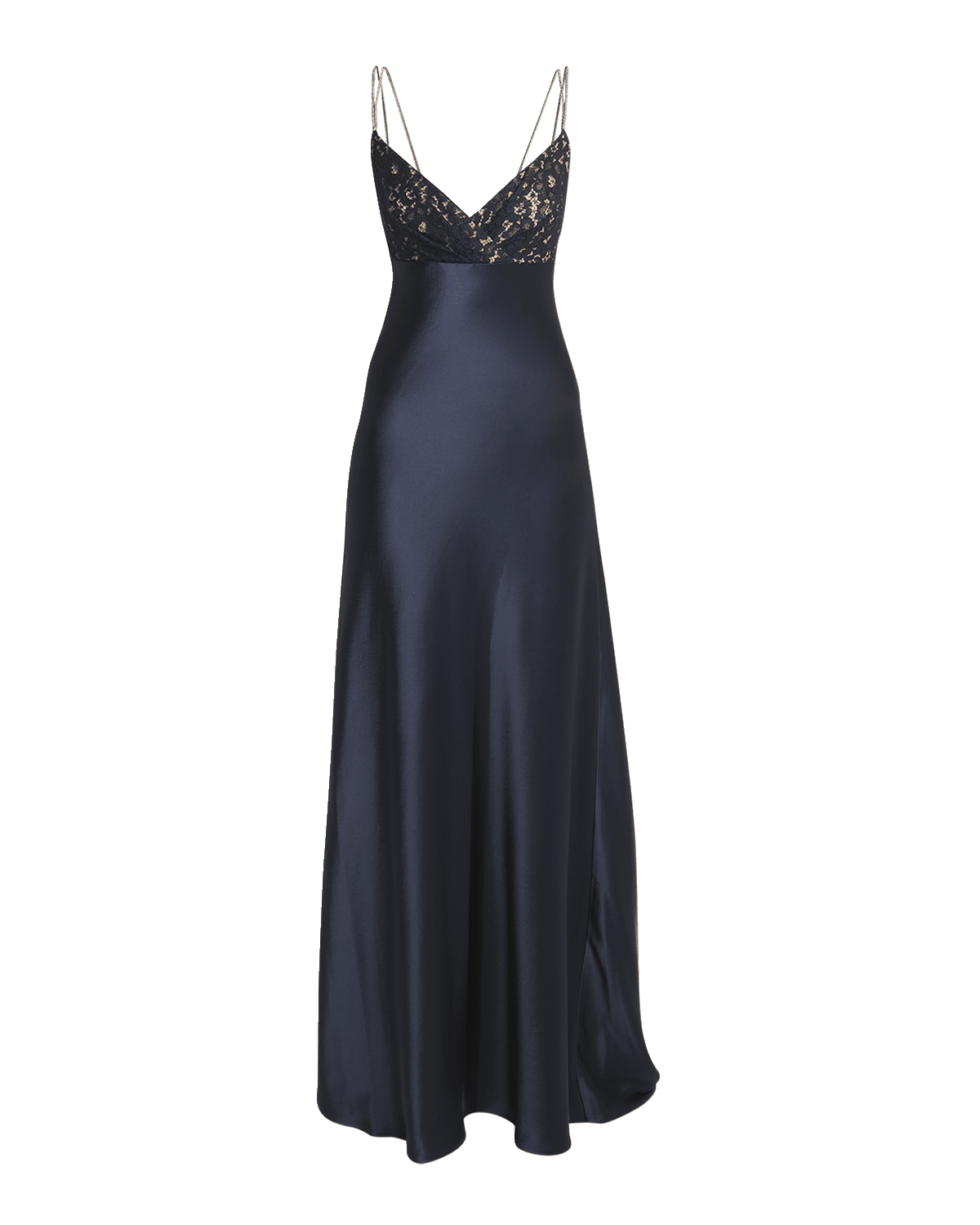 Talbot Runhof Lace Empire-Waist Satin Gown