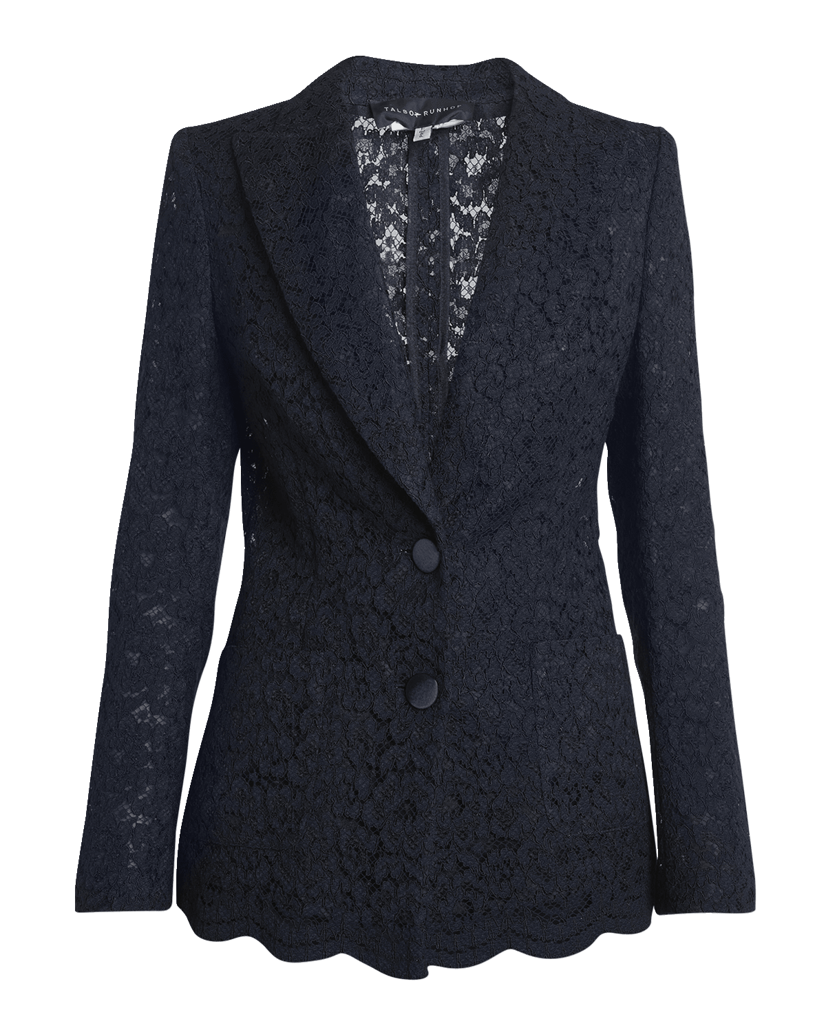 Talbot Runhof Floral Lace Two-Button Scallop Jacket