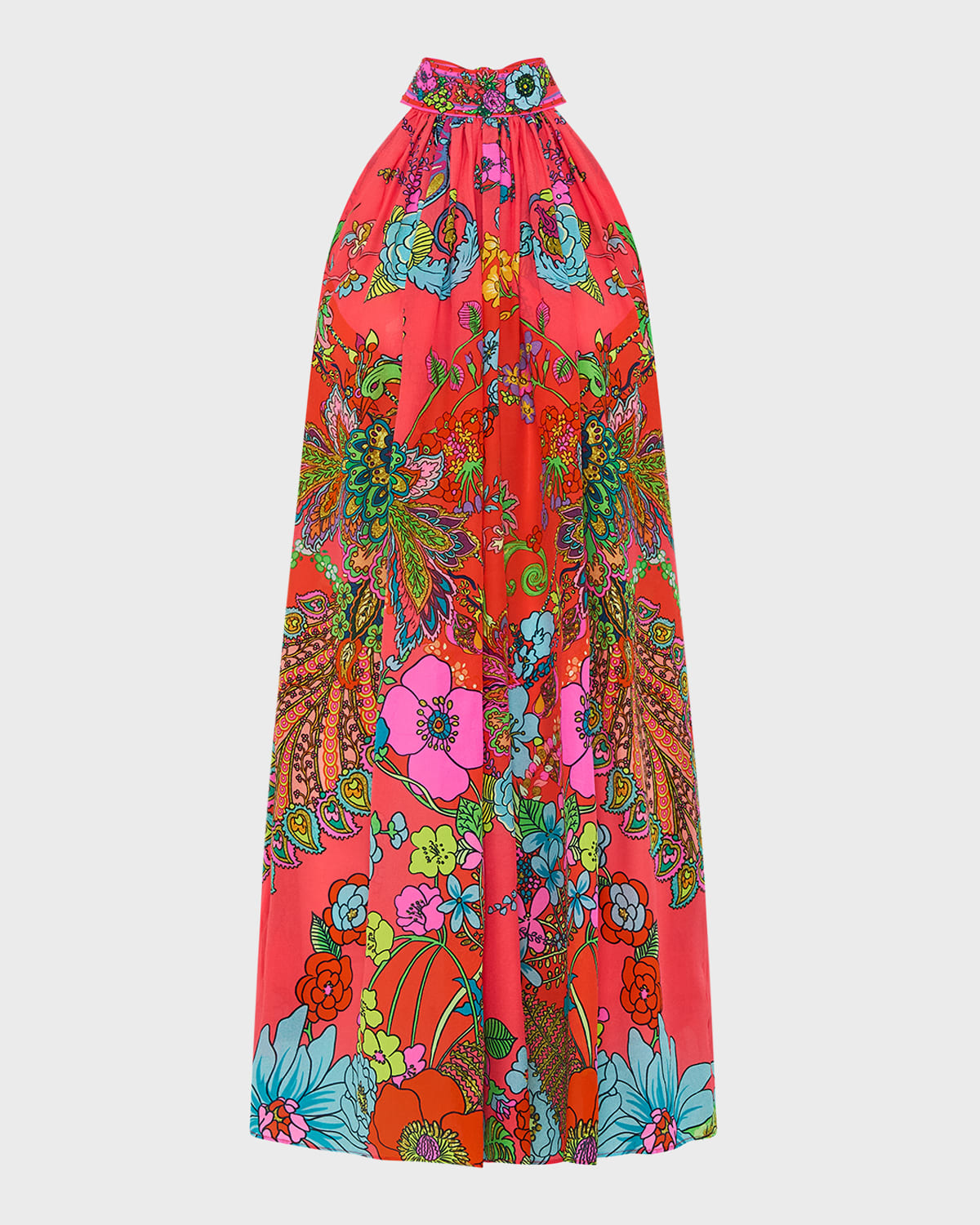 Camilla Windmills and Wildflowers Tie Neck Mini Dress