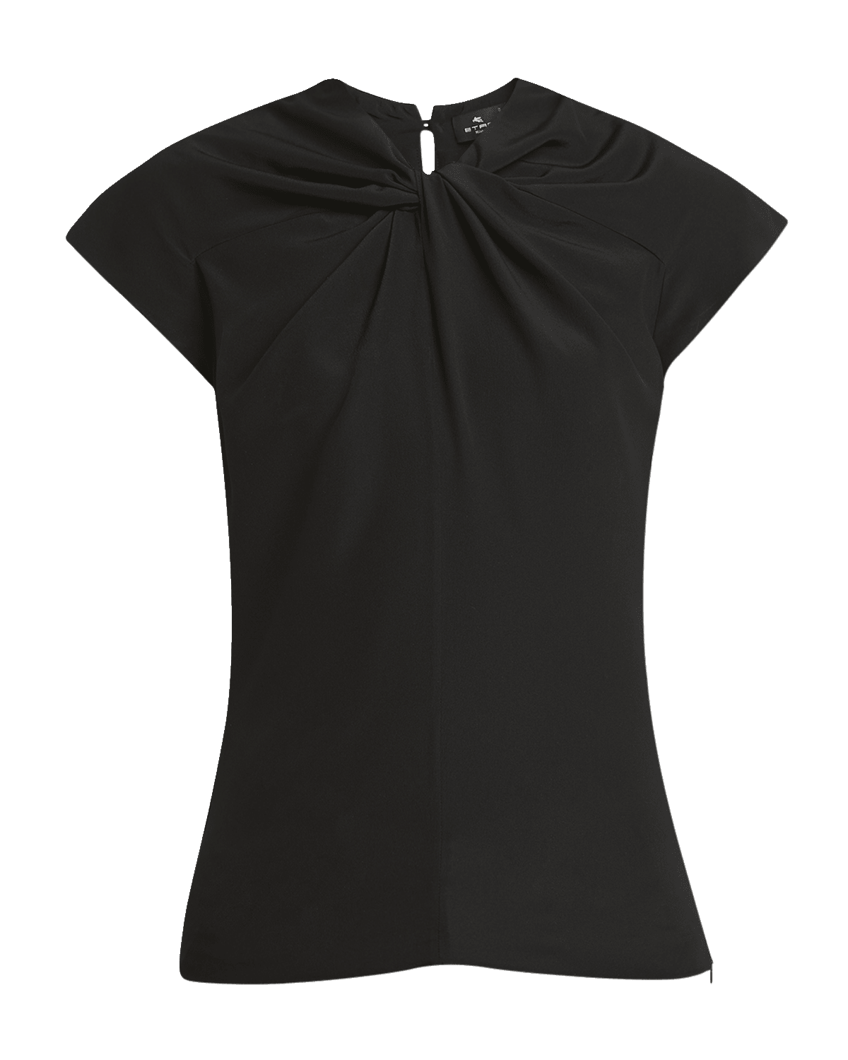 Etro Cap-Sleeve Twisted Neck Silk Top