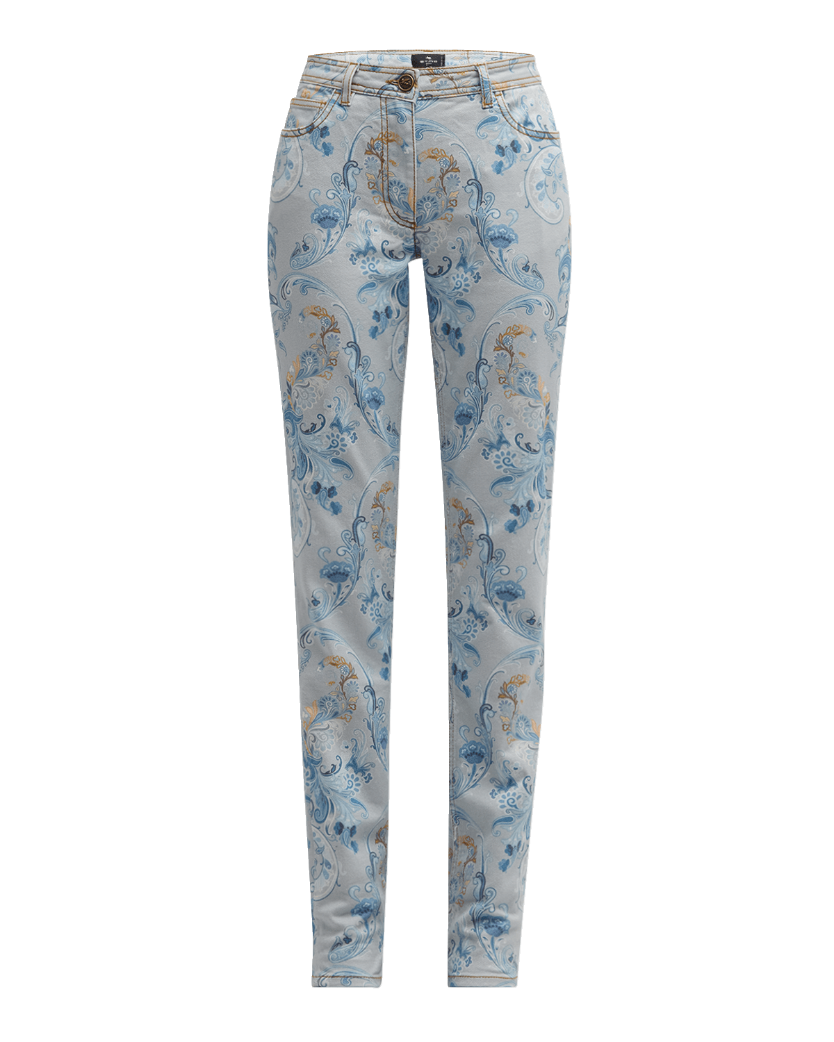 Etro Mid-Rise Etch Paisley Skinny Jeans