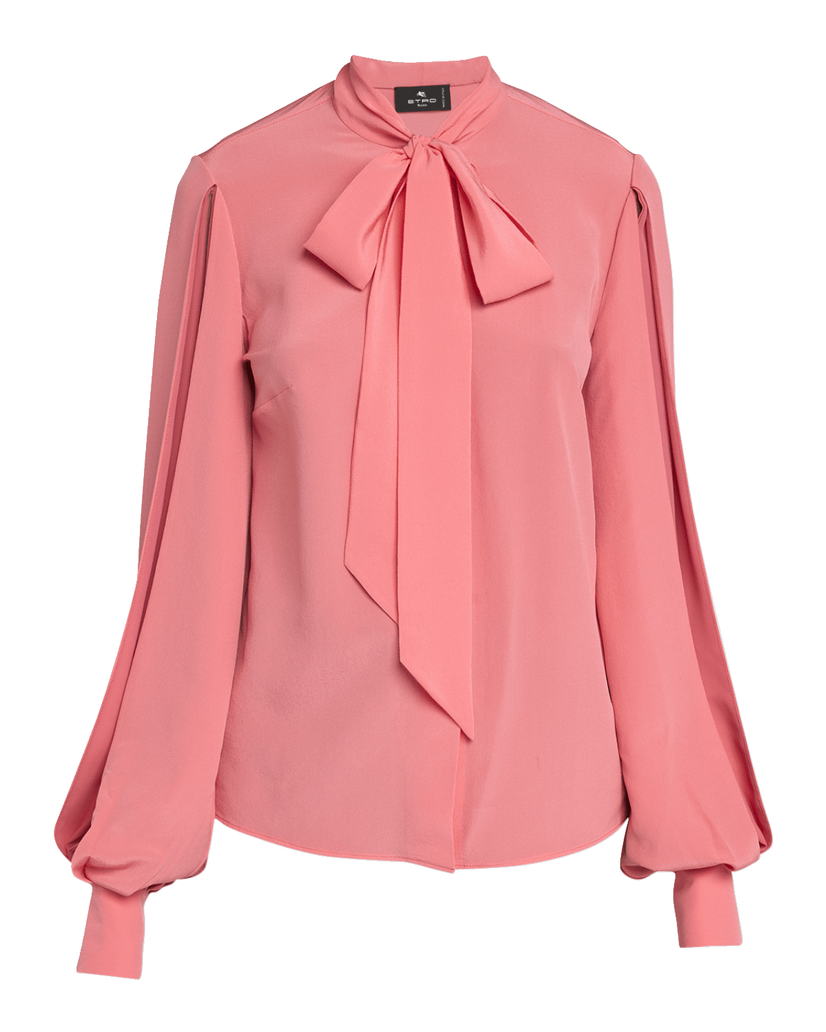 Etro Slit-Sleeve Neck-Tie Silk Blouse