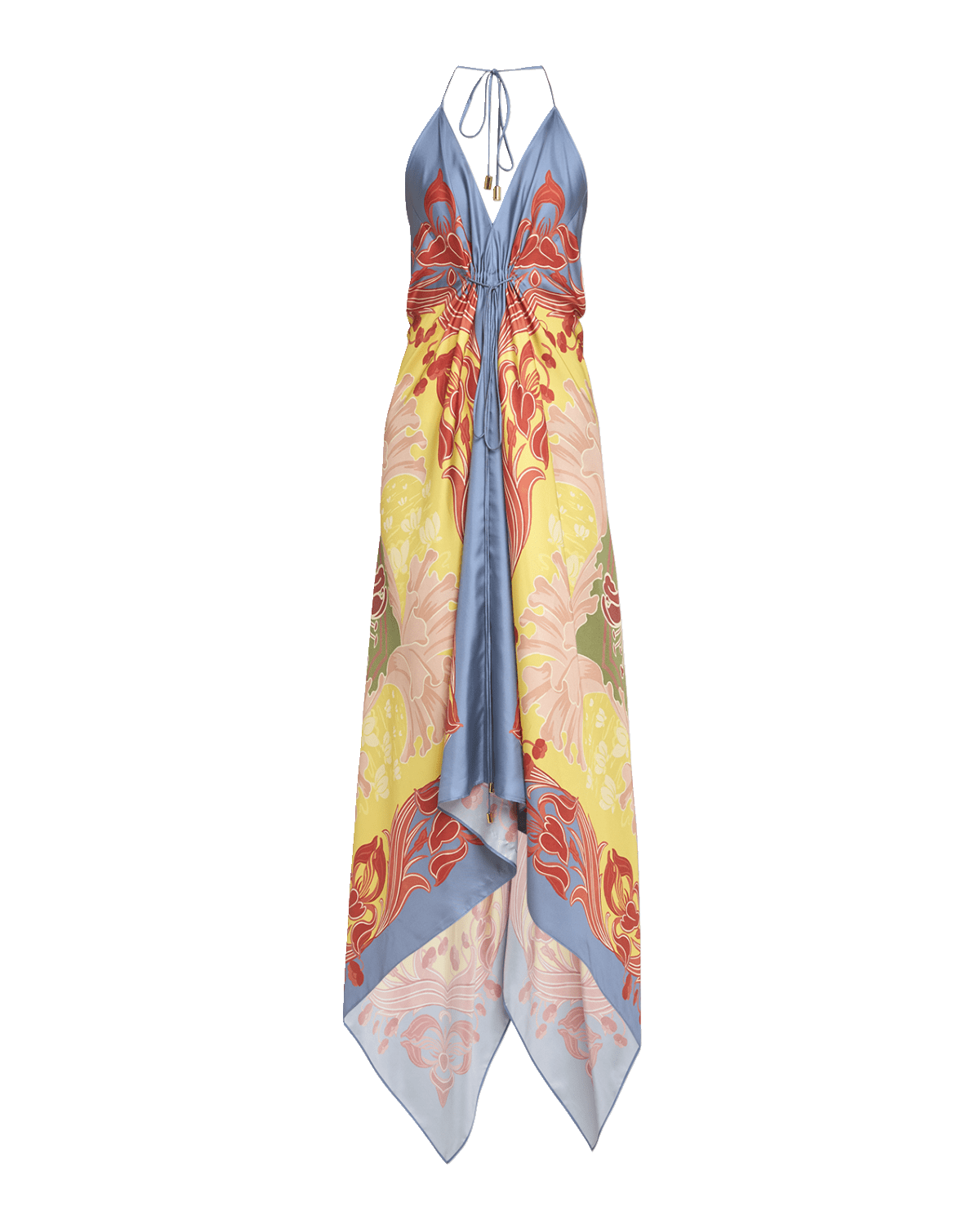 Etro Wallpaper-Print Halter High-Low Foulard Sundress