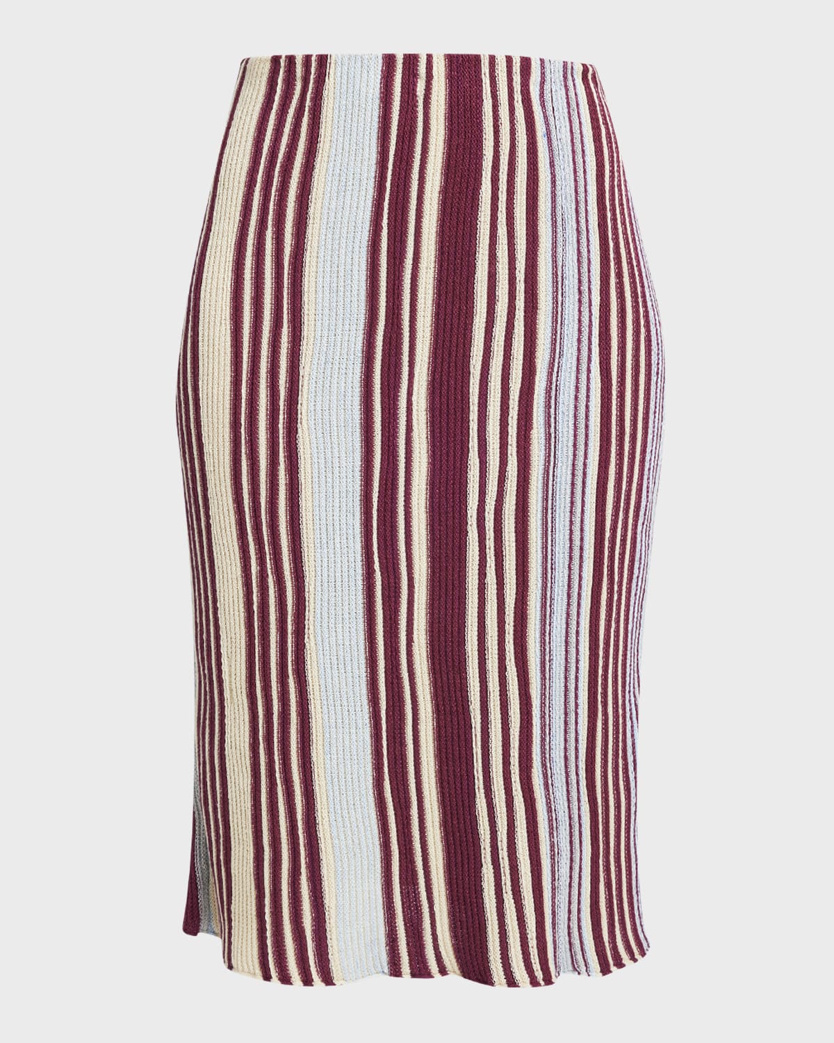 Bottega Veneta Stripe Rib Linen Midi Skirt