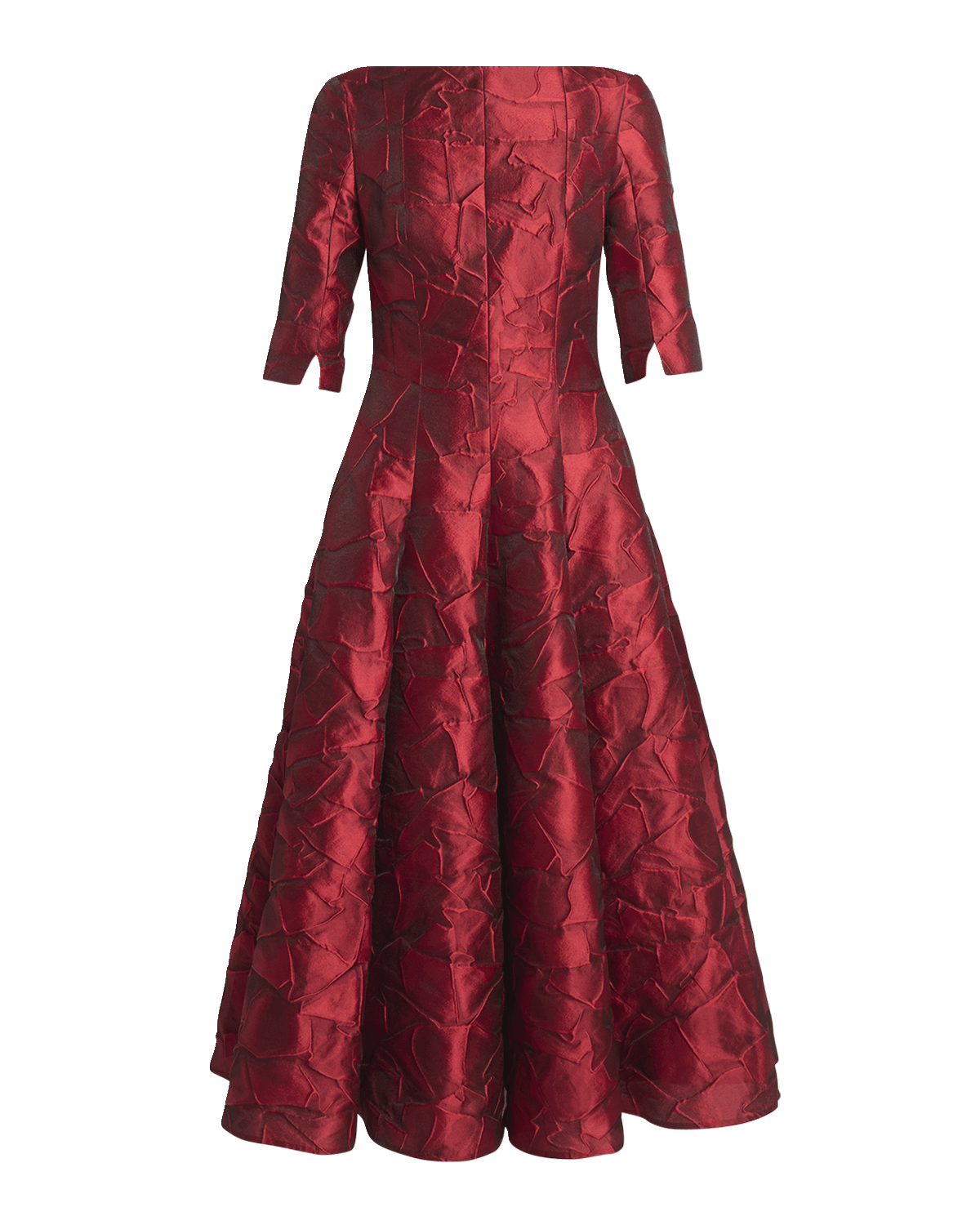 Talbot Runhof Ruffles Jacquard Fit-Flare Midi Dress