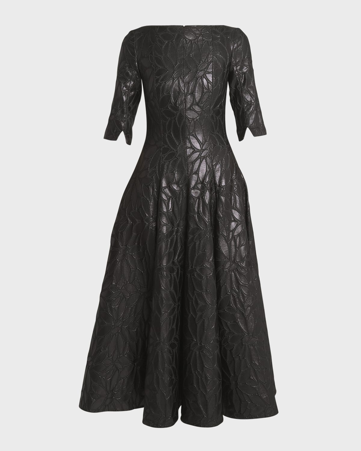 Talbot Runhof Daisy Jacquard Fit-Flare Midi Dress