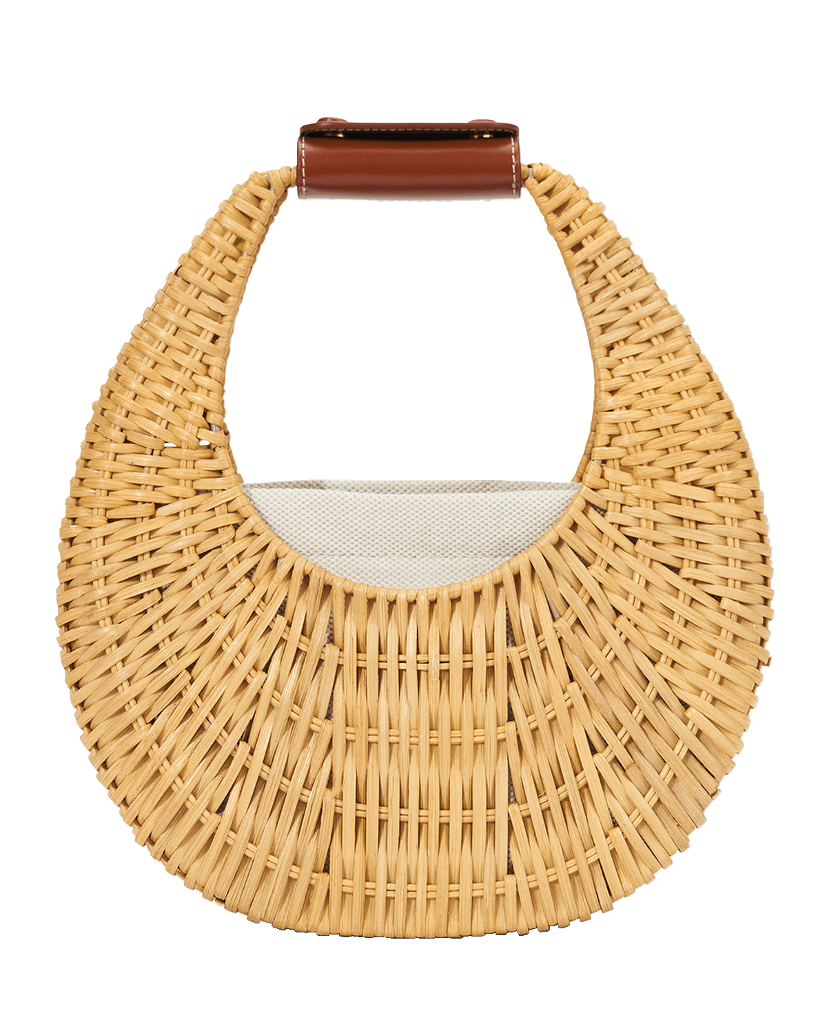 STAUD Moon Mini Wicker Top-Handle Bag