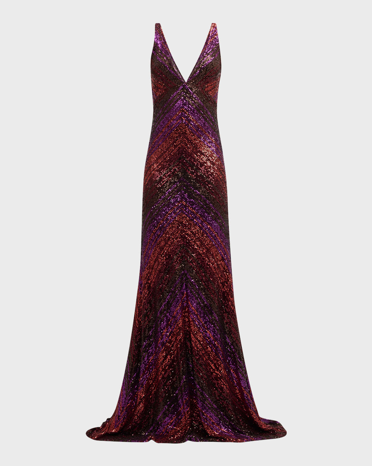 Naeem Khan Plunging Sequined Cowl Backless Gown