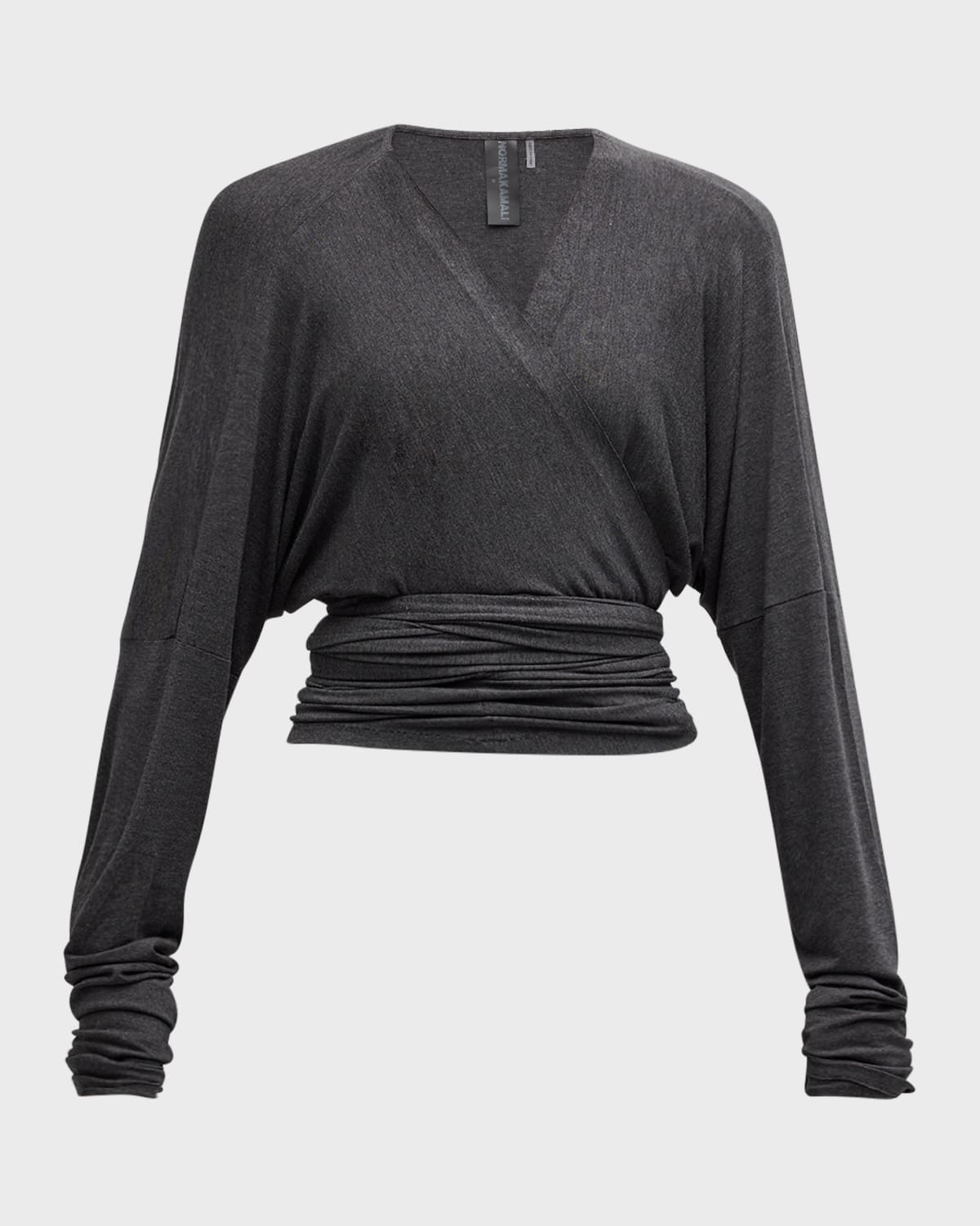 Norma Kamali Long-Sleeve Dolman Wrap Top