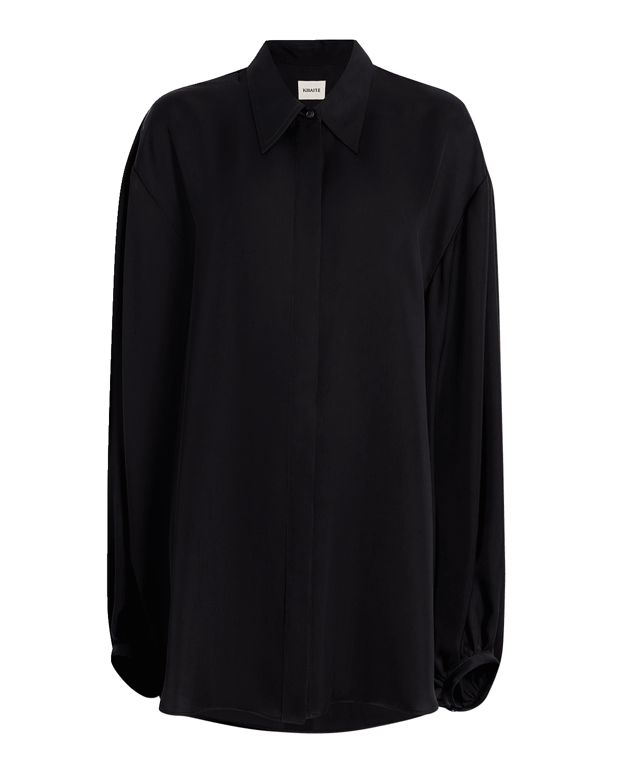 Khaite Bam Balloon-Sleeve Oversized Button-Down Top