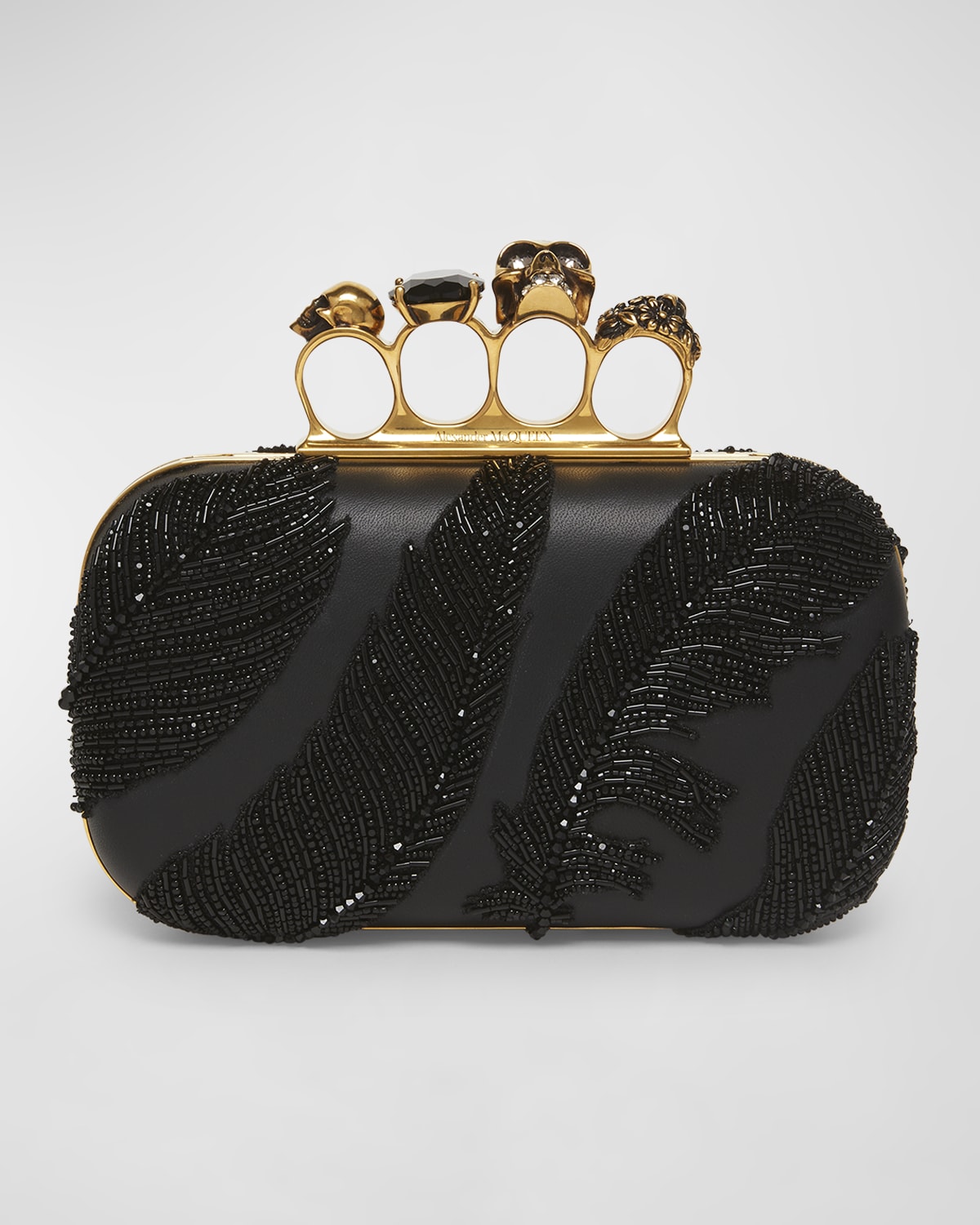 Alexander McQueen The Skull Four-Ring Crystal Clutch Bag