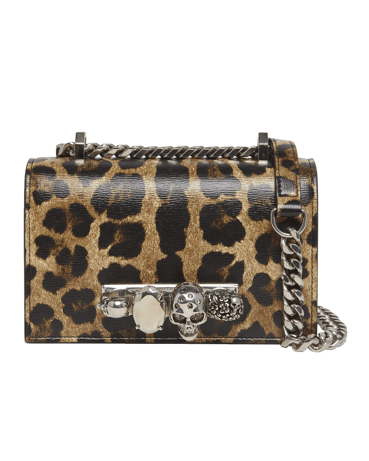 Alexander McQueen Mini Skull Jewel Leopard-Print Crossbody Bag