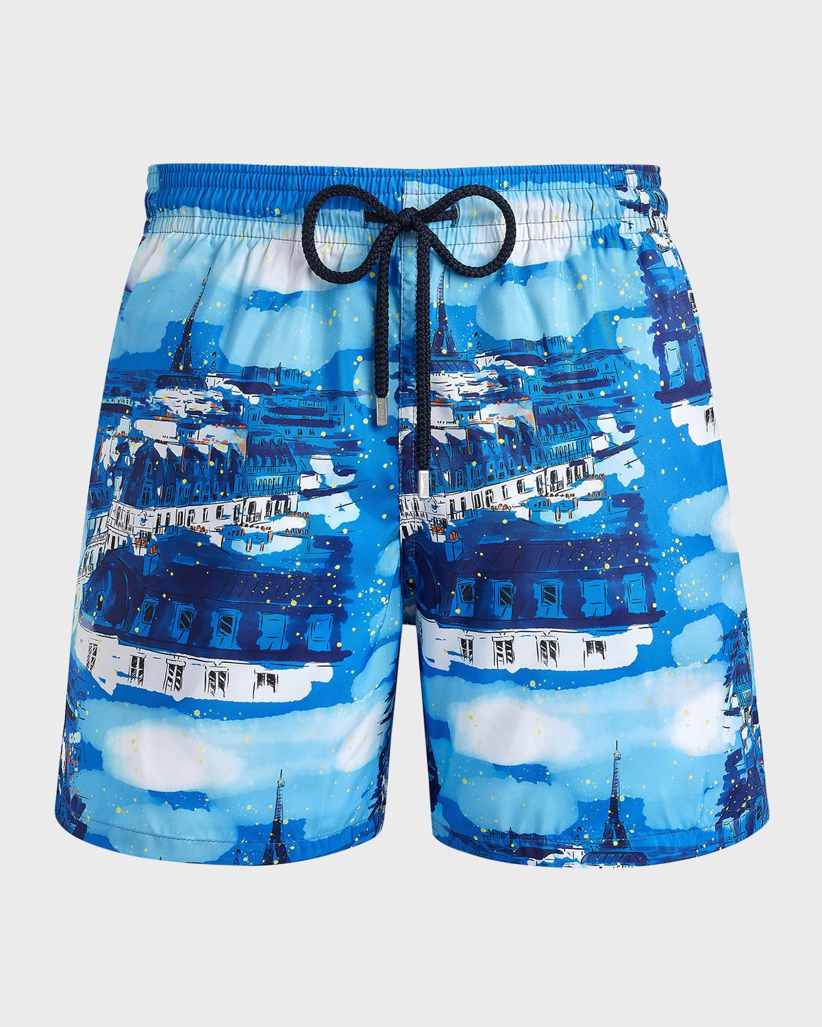 Vilebrequin Men's Paris-Print Swim Shorts
