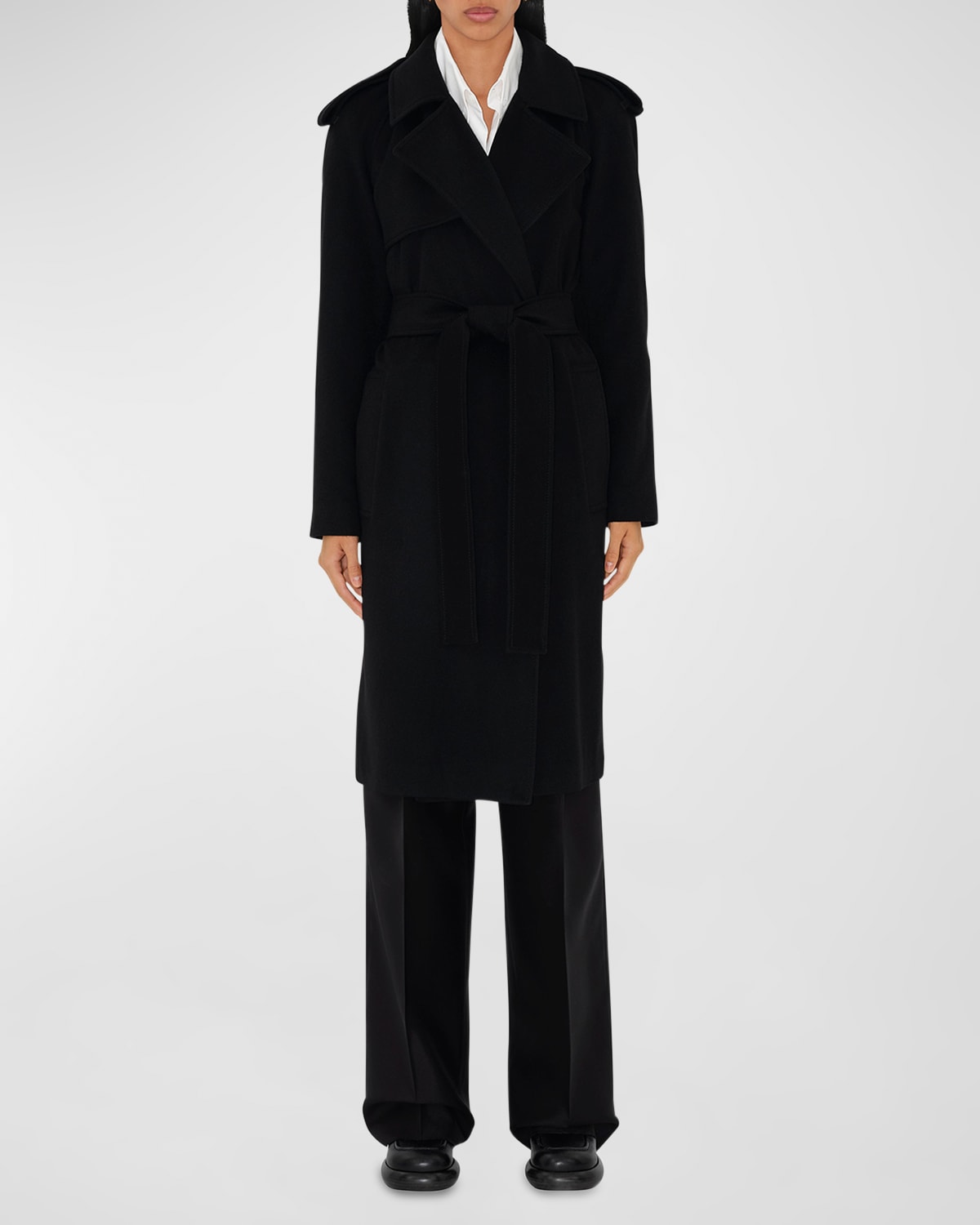 Burberry Cashmere Belted Wrap Trench Coat