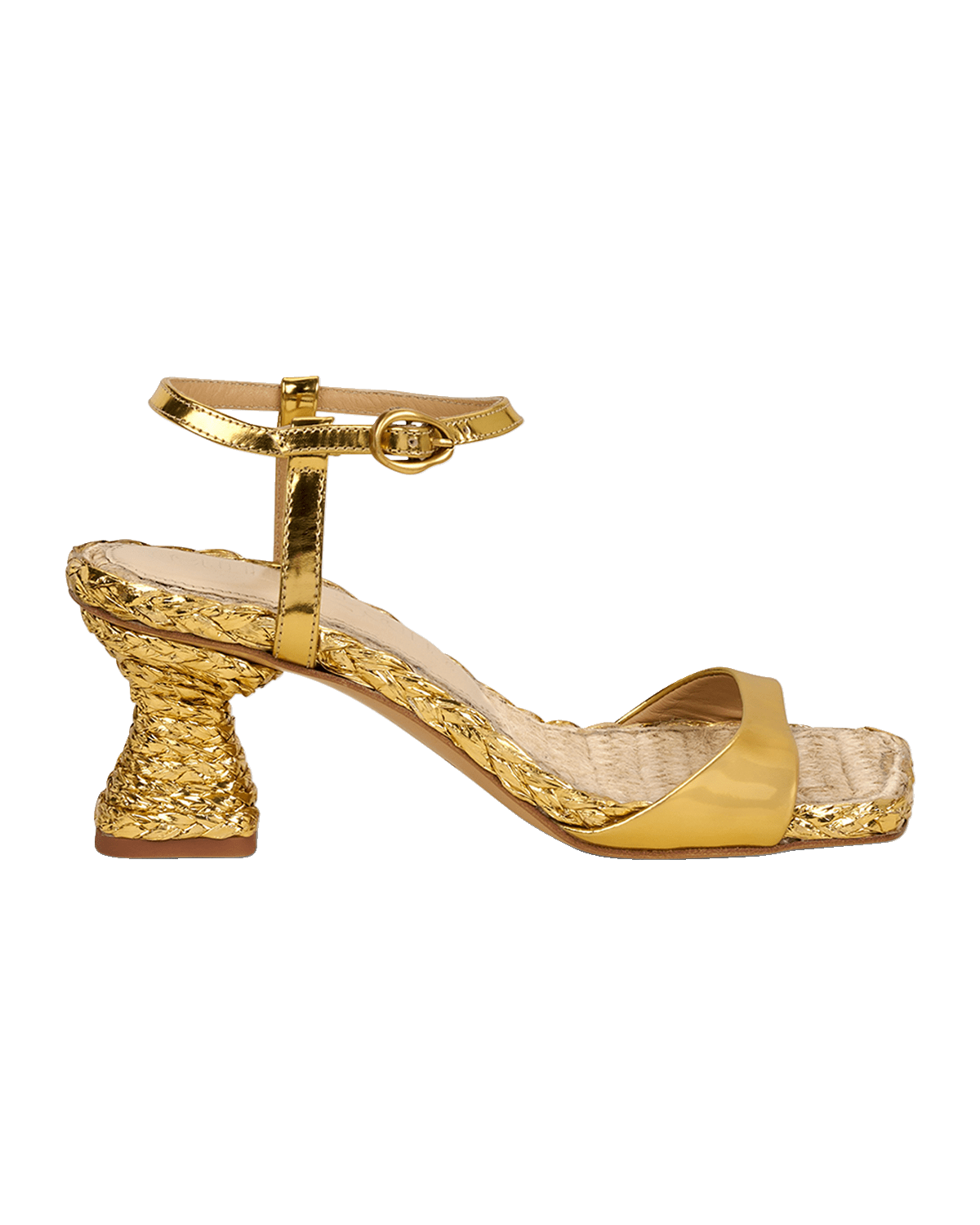 Cult Gaia Javiera Metallic Ankle-Strap Espadrille Sandals