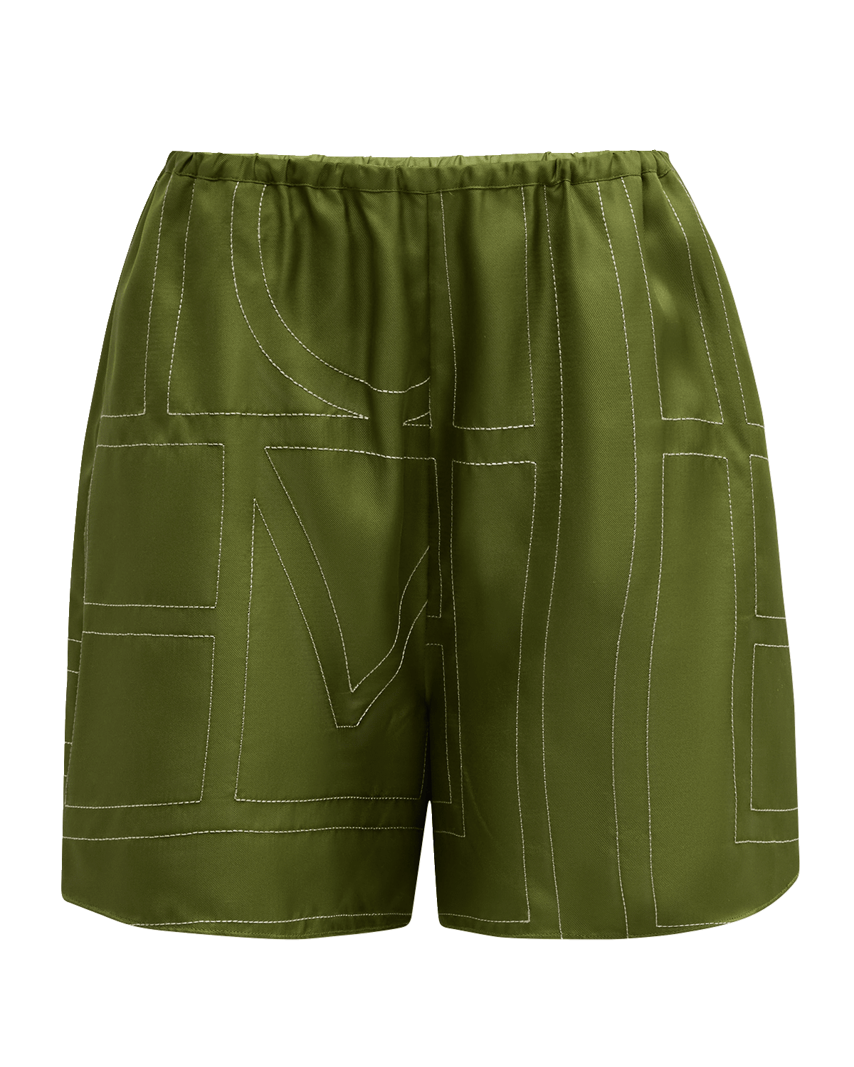 Toteme Monogram Embroidered Silk Pajama Shorts