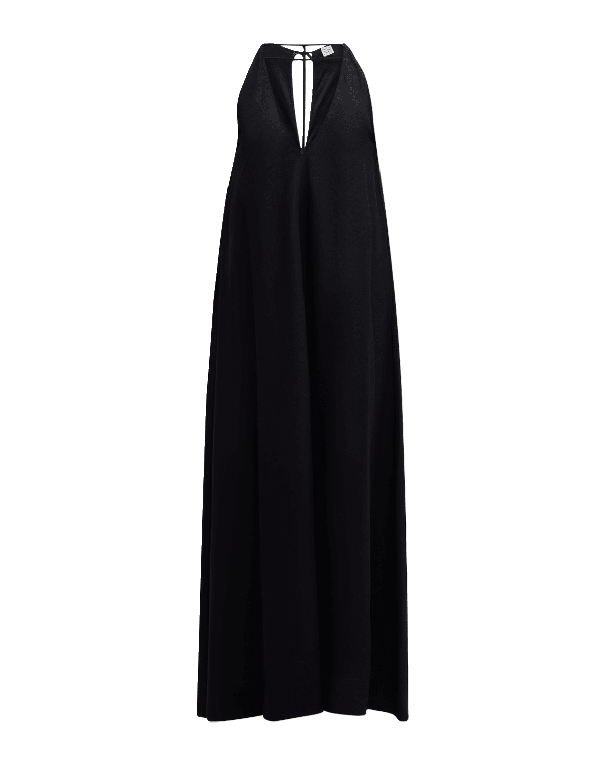 Toteme T-Strap Plunging Satin-Back Crepe Maxi Dress