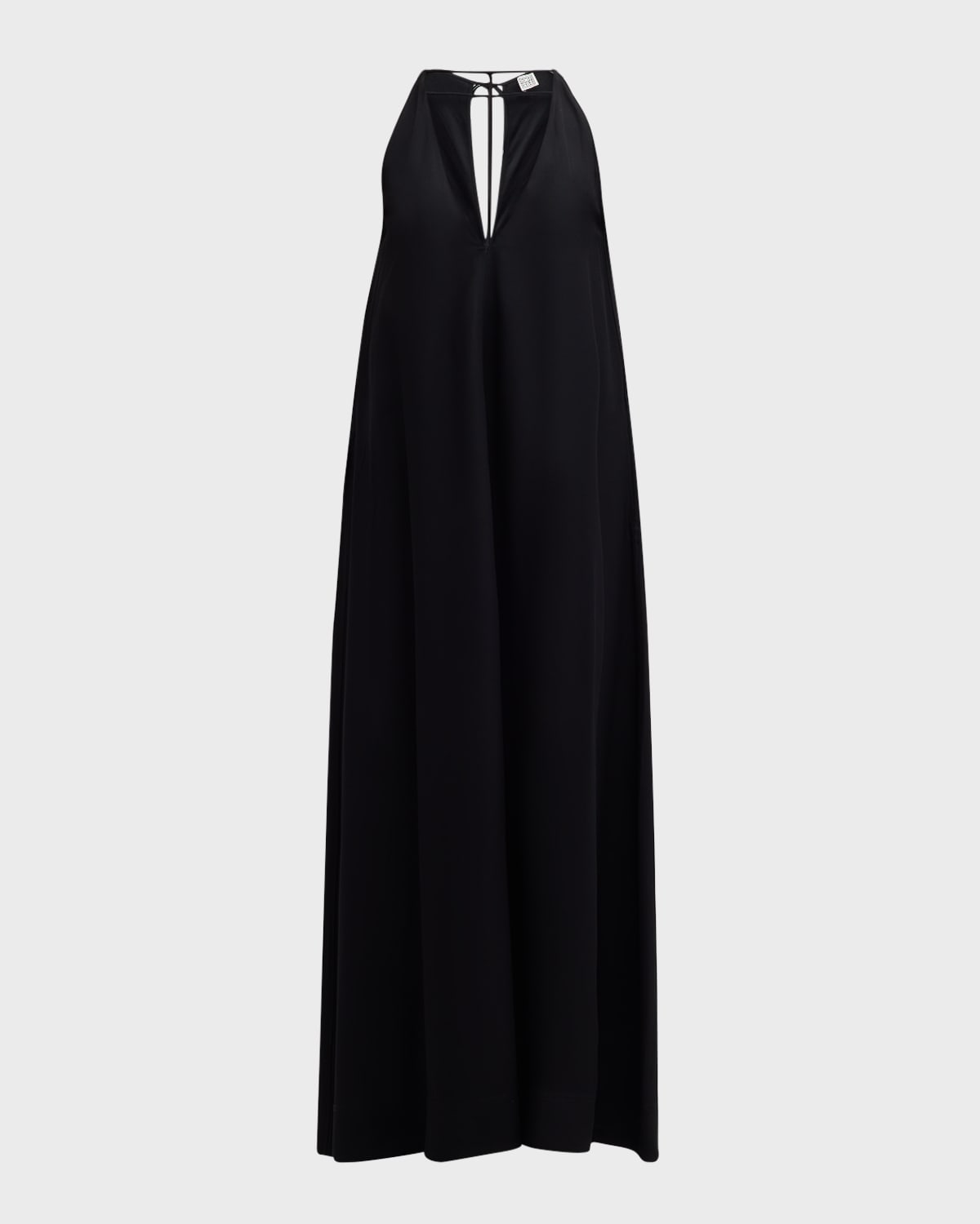 Toteme T-Strap Plunging Satin-Back Crepe Maxi Dress