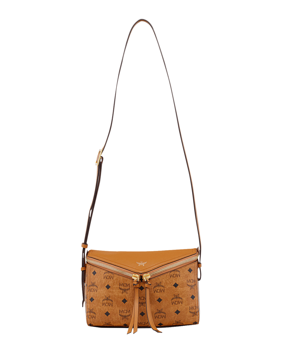 MCM Visetos Zip Faux Leather Shoulder Bag