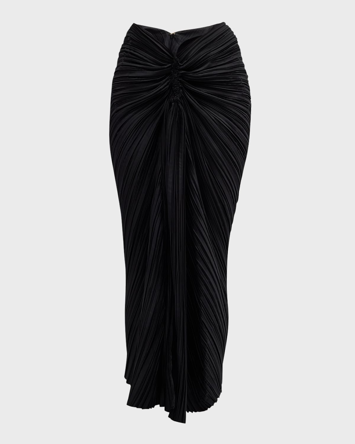 Cult Gaia Sonoma Pleated Satin Midi Slit Skirt