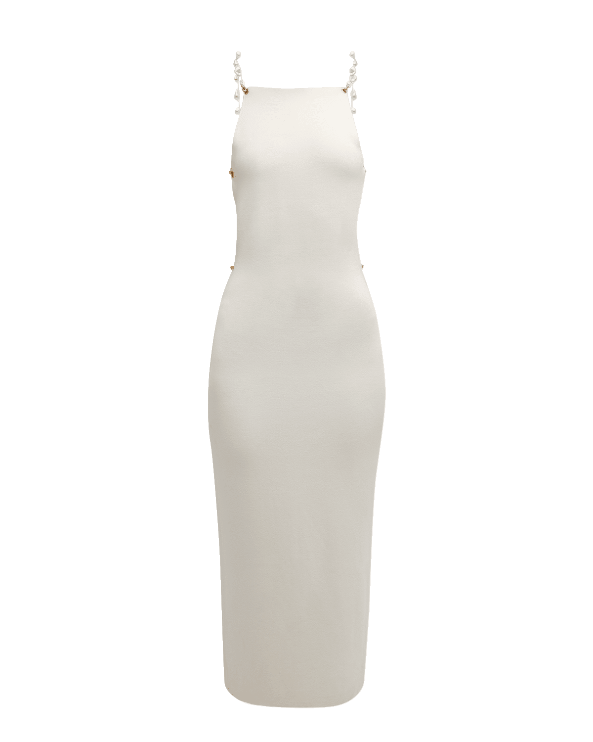 Cult Gaia Cassi Faux Pearl-Embellished Backless Knit Midi Dress
