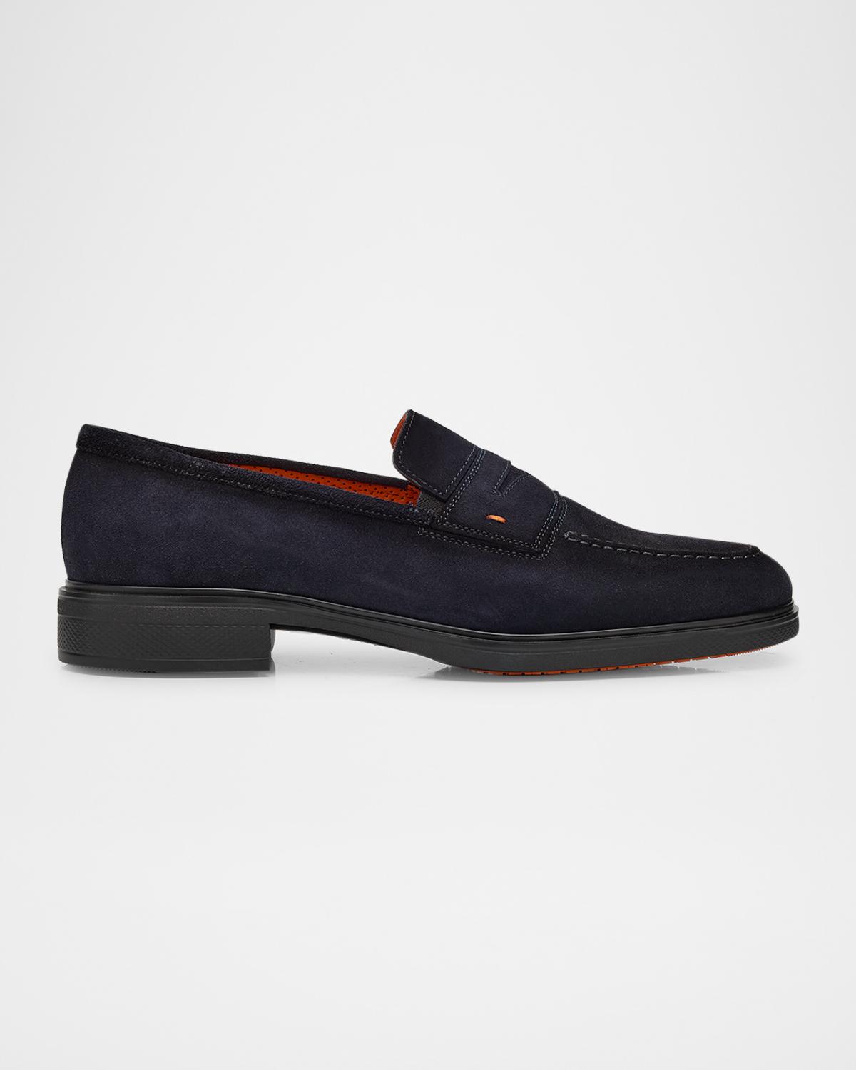 Santoni Men's Easy Suede Penny Loafers