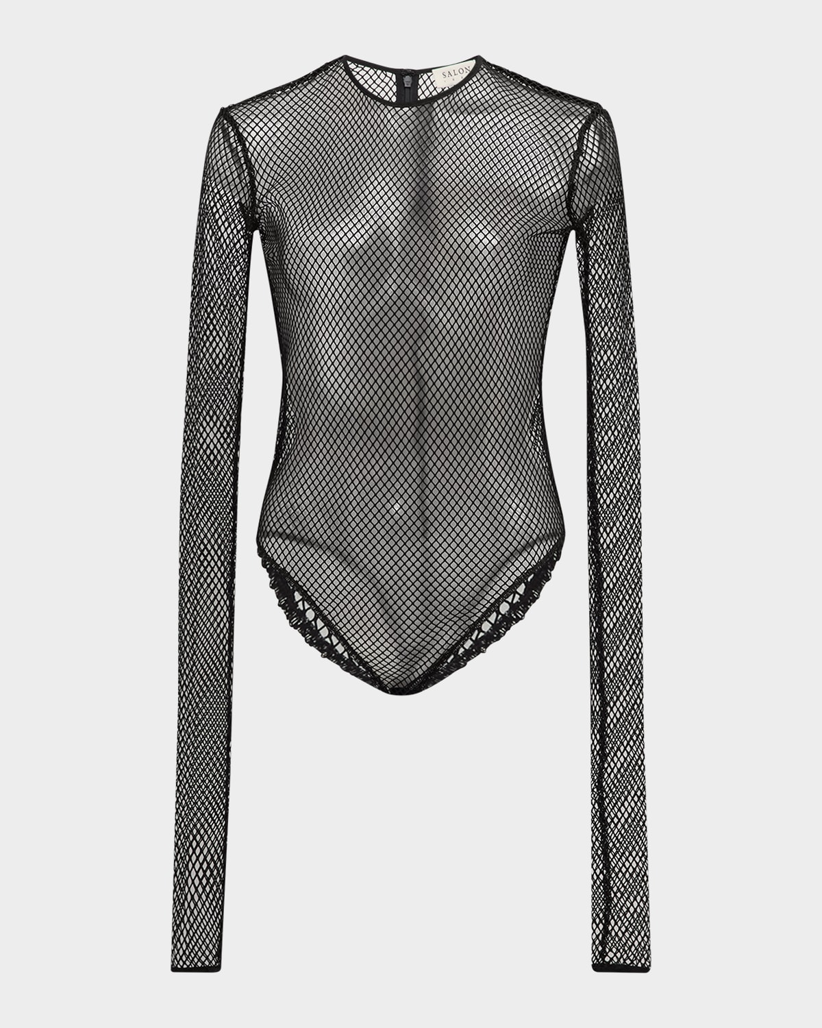 Salon 1884 Tyce Fishnet Long-Sleeve Bodysuit