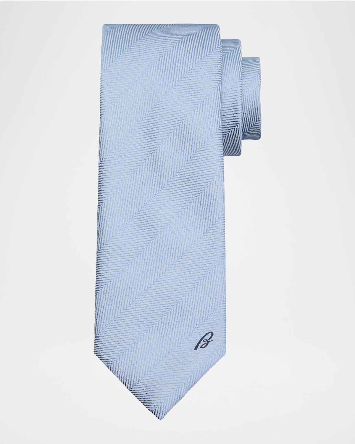 Brioni Men's Embroidered Herringbone Silk Tie