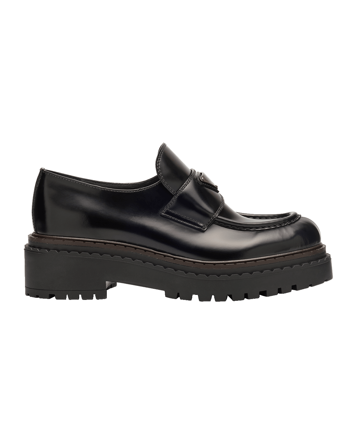 Prada Chocolate Calfskin Platform Loafers
