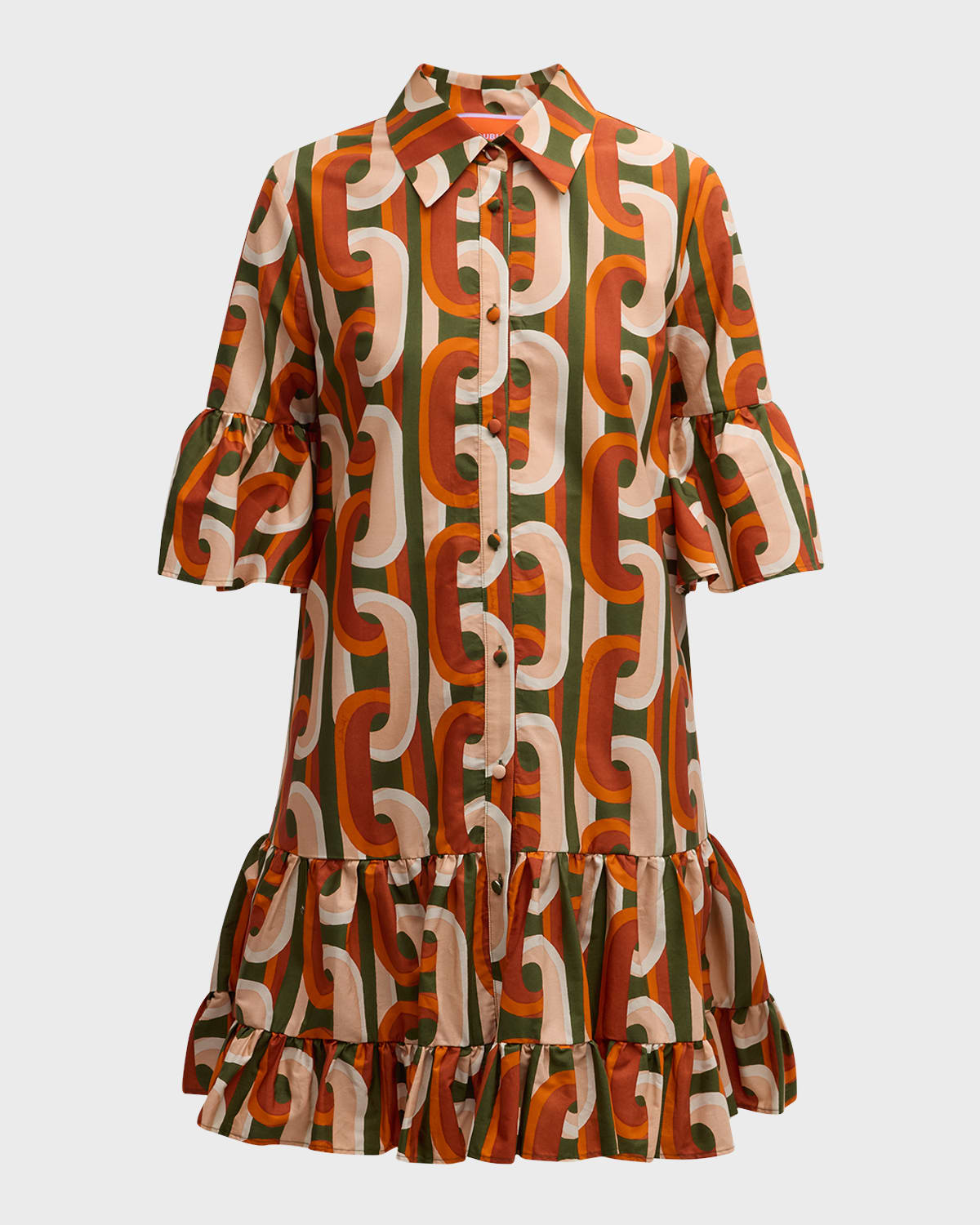 La DoubleJ Choux Short-Sleeve Tiered Mini Shirtdress
