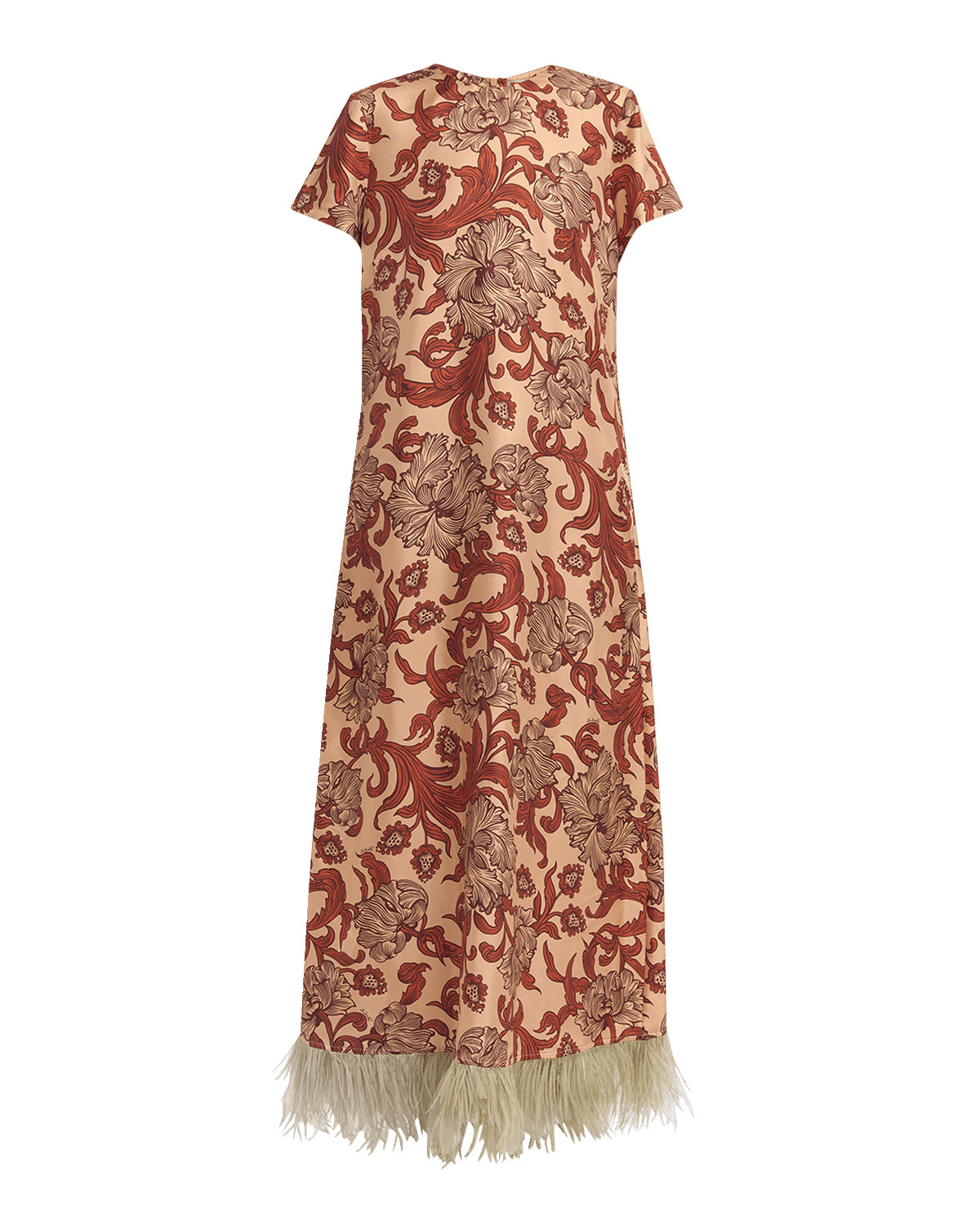 La DoubleJ Short-Sleeve Feather-Hem Maxi Swing Dress