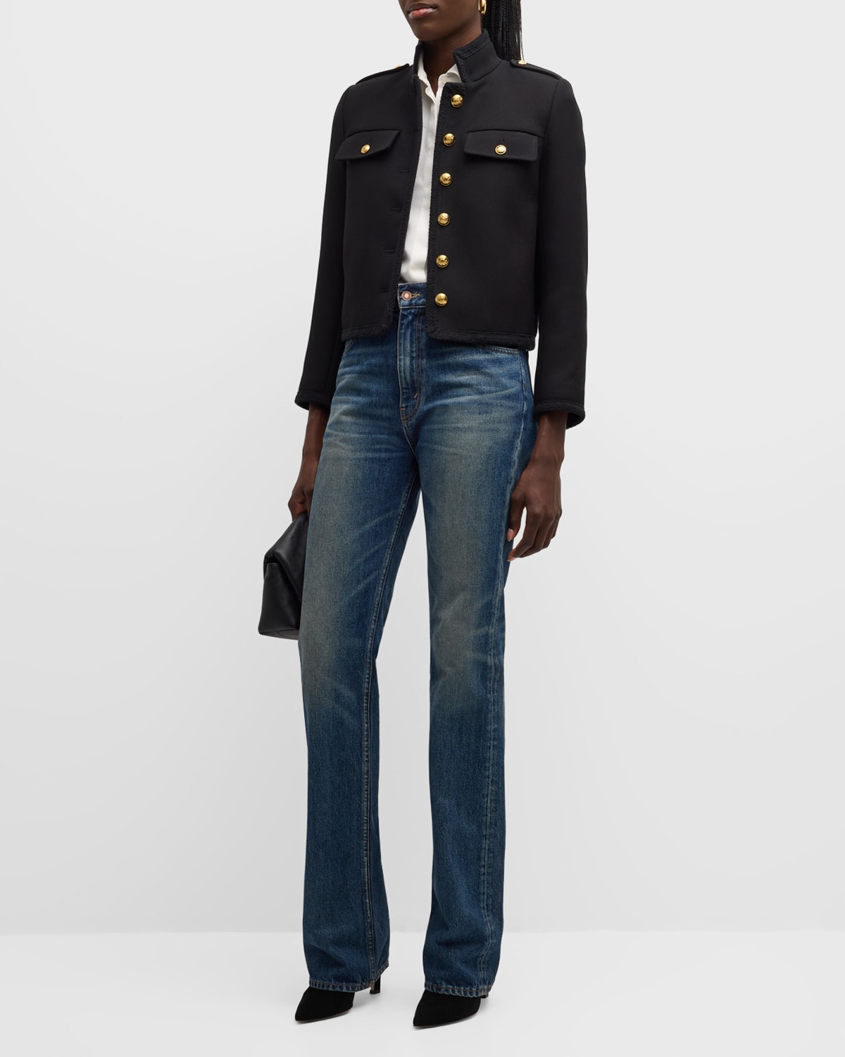 Nili Lotan Briella Hi-Neck Cotton Military Jacket