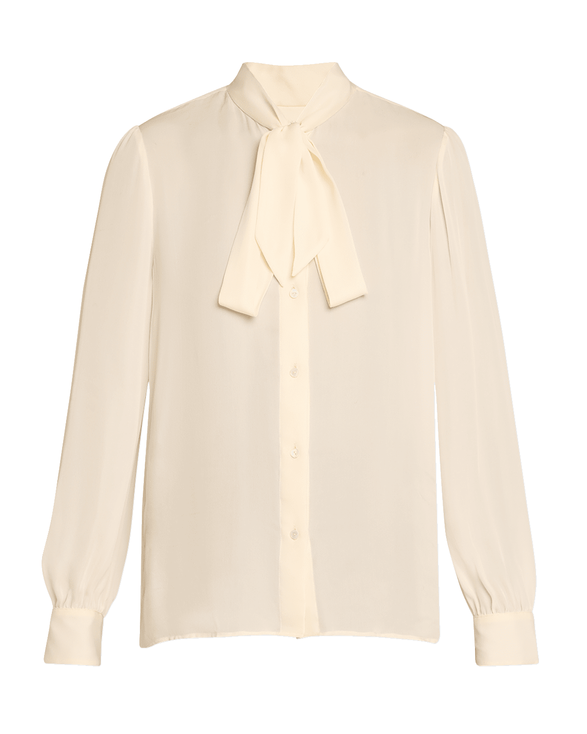 Nili Lotan Carina Button-Front Tie-Neck Silk Top