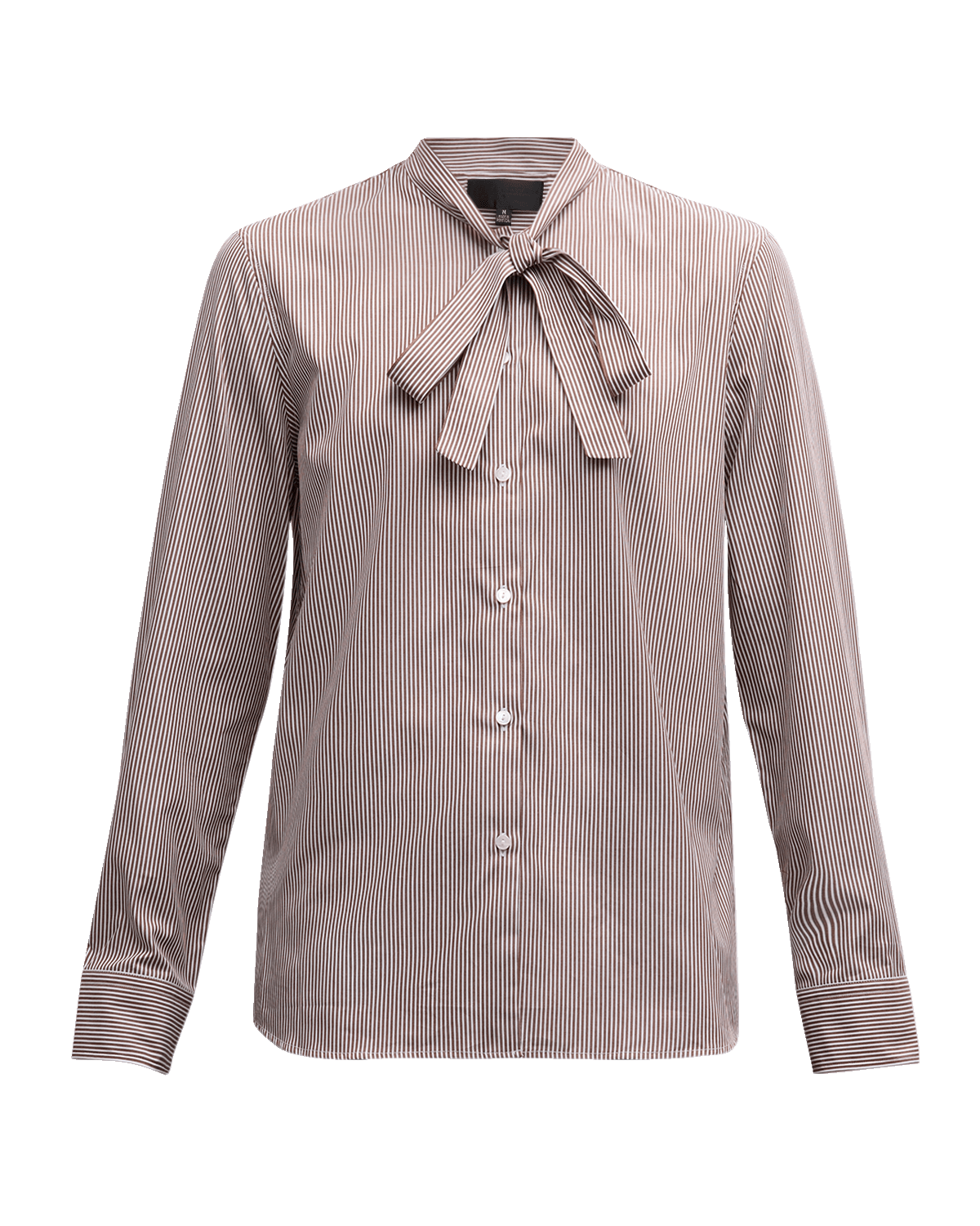 Nili Lotan Suzette Button-Front Tie-Neck Silk Top