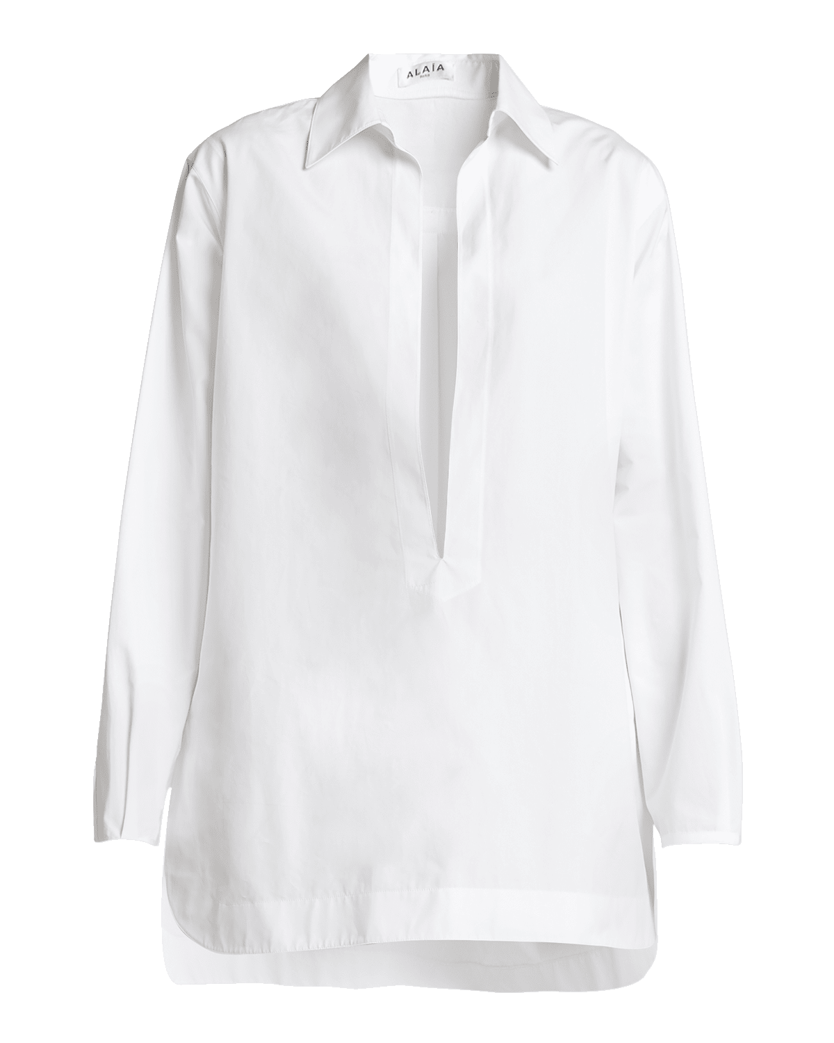 ALAIA Poplin Tunic Plunge Mini Dress