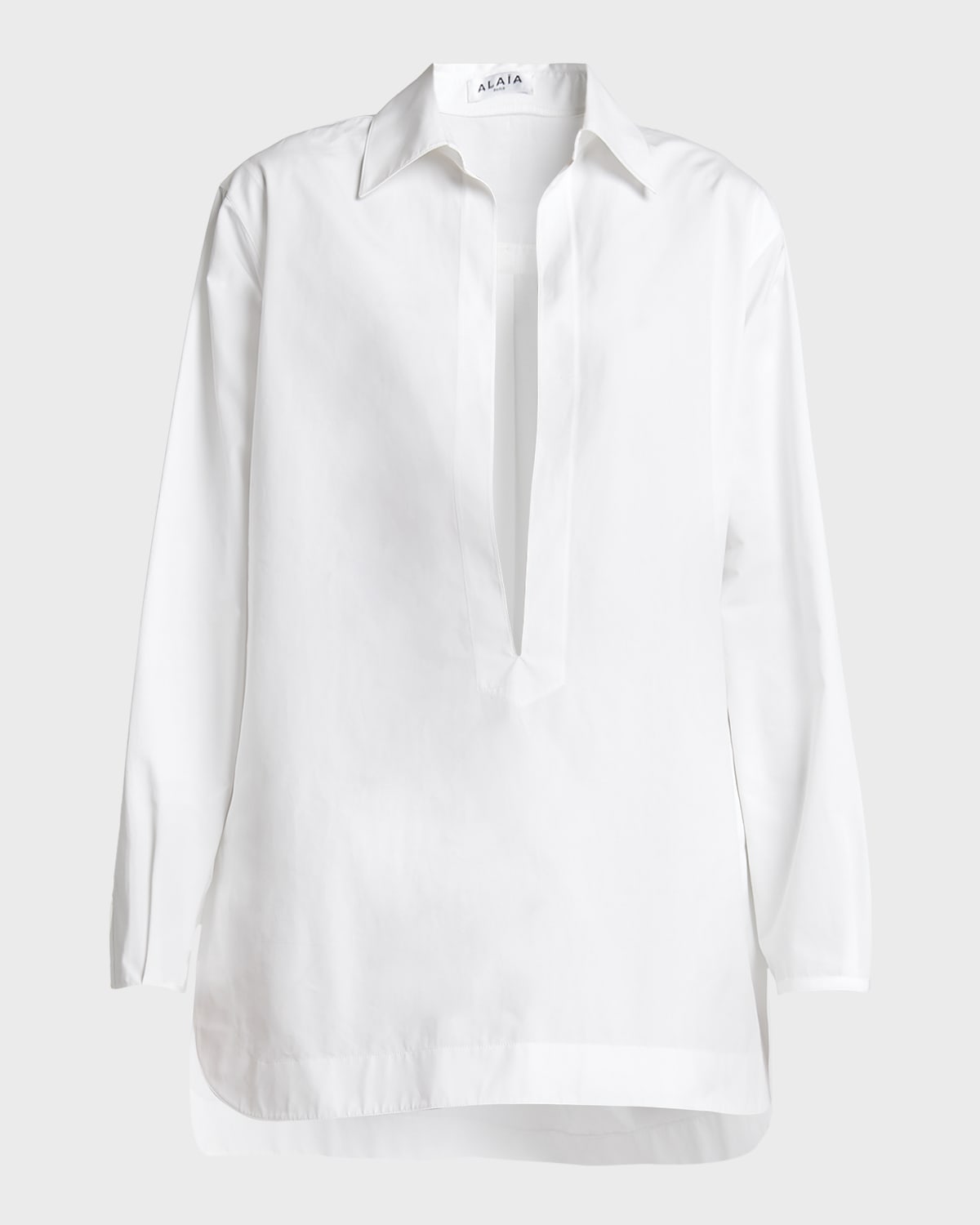 ALAIA Poplin Tunic Plunge Mini Dress