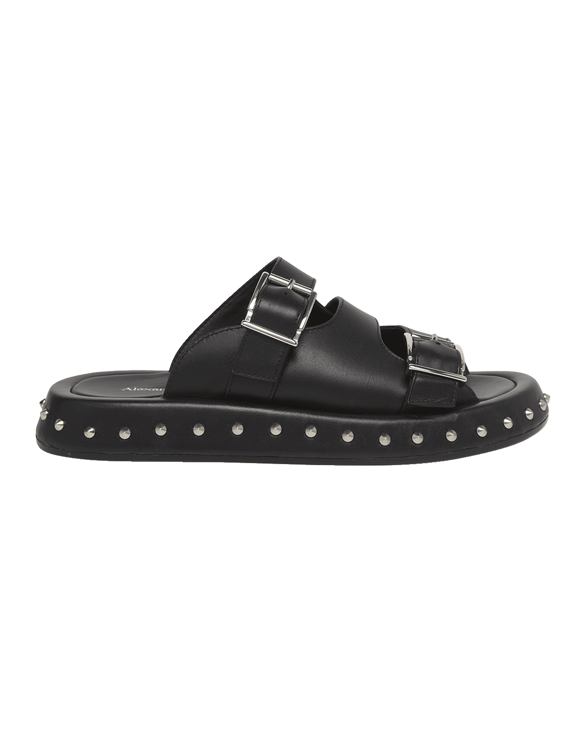 Alexander McQueen Leather Stud Buckle Slide Sandals